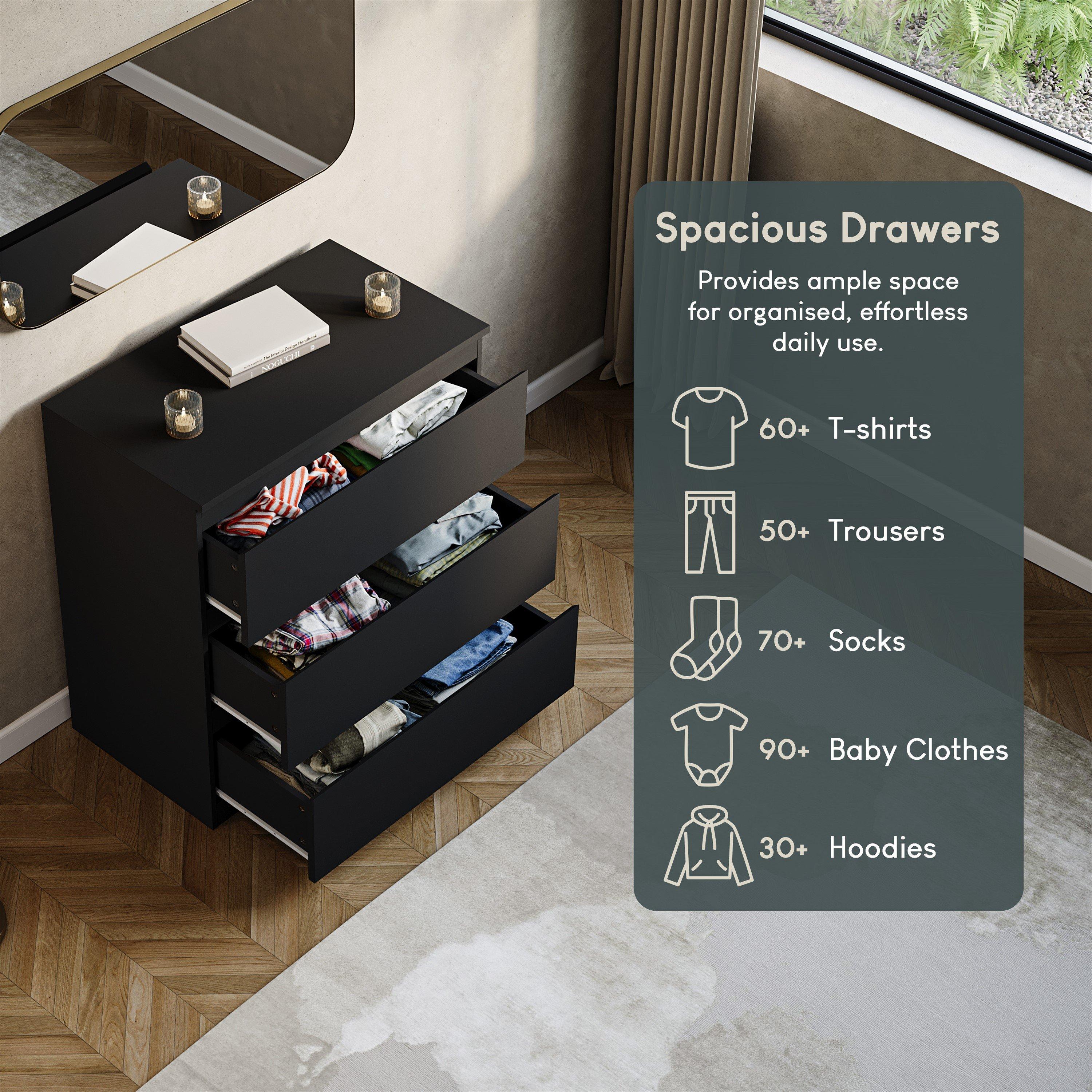 Black - Lassic - Vida Designs Denver 3 Drawer Chest - 6