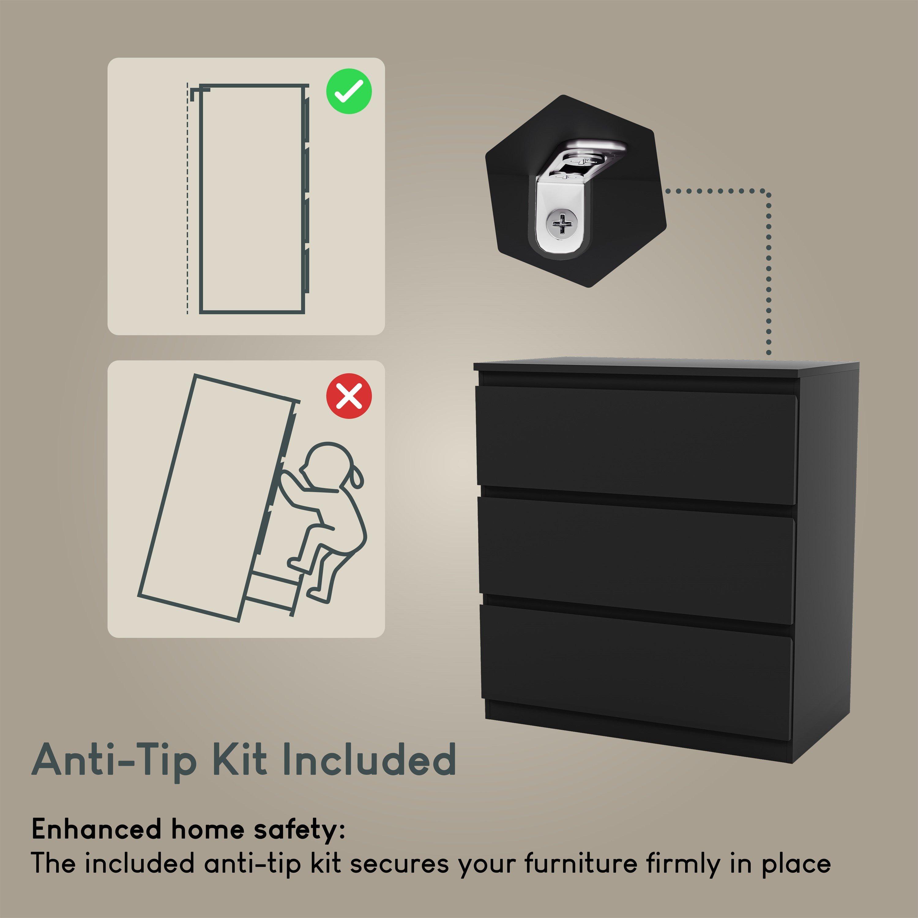 Black - Lassic - Vida Designs Denver 3 Drawer Chest - 8