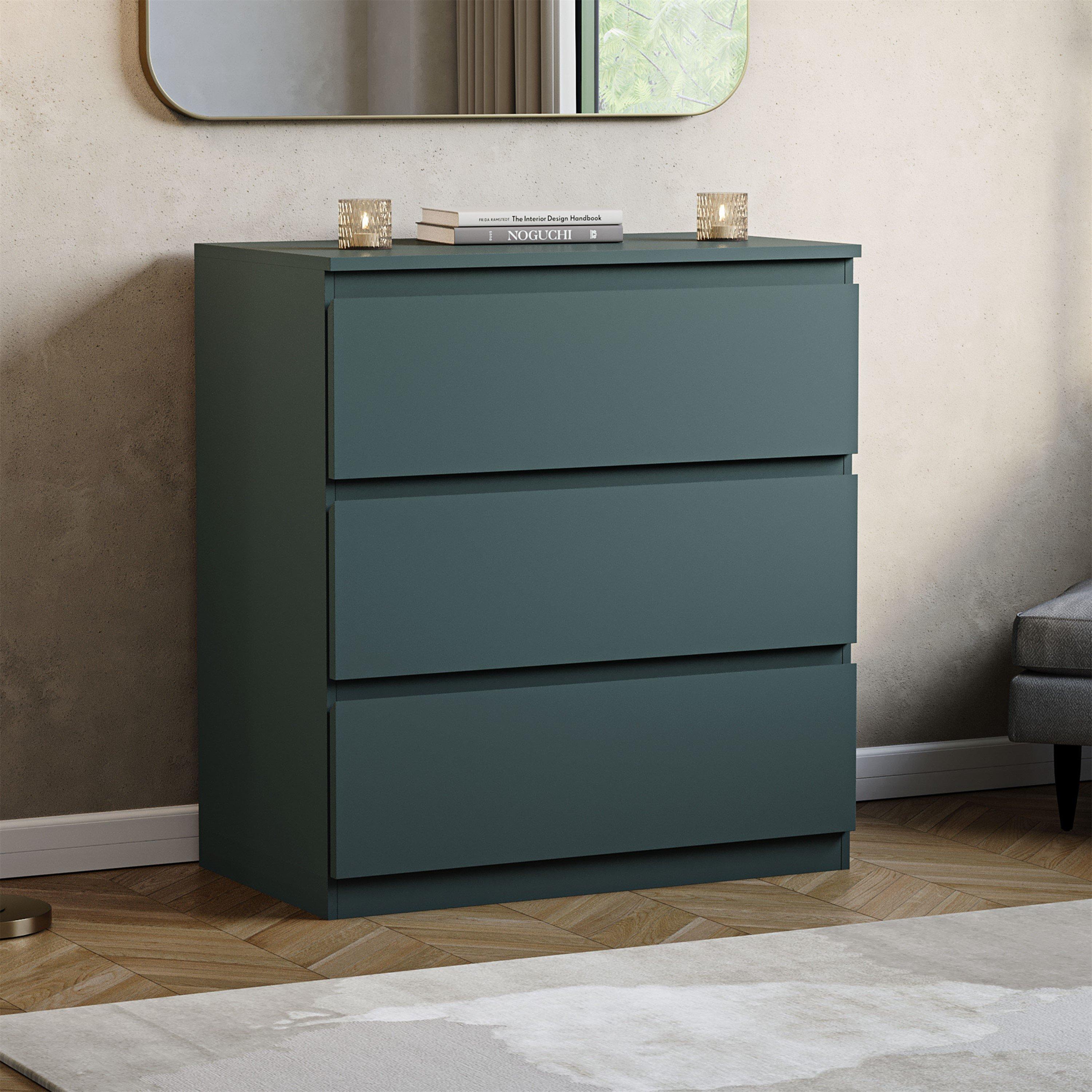 Lassic  Vida Designs Denver 3 Drawer Chest - Jasper Green - 3 Drawer