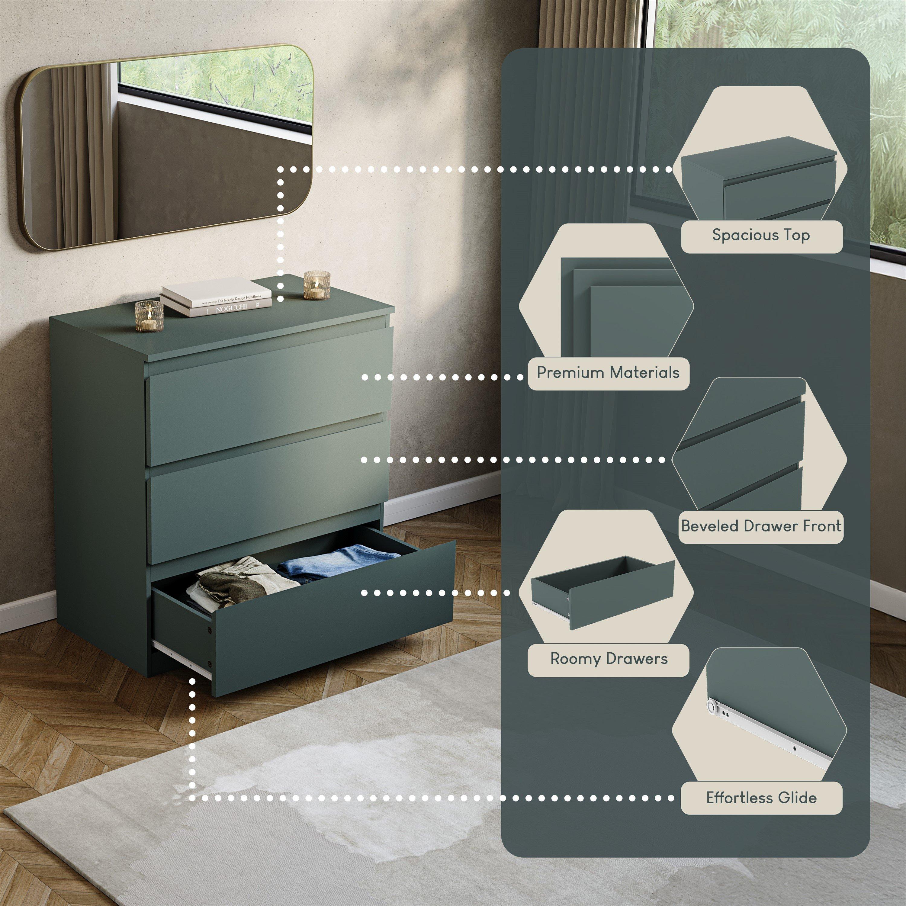 Jasper Green - Lassic - Vida Designs Denver 3 Drawer Chest - 7