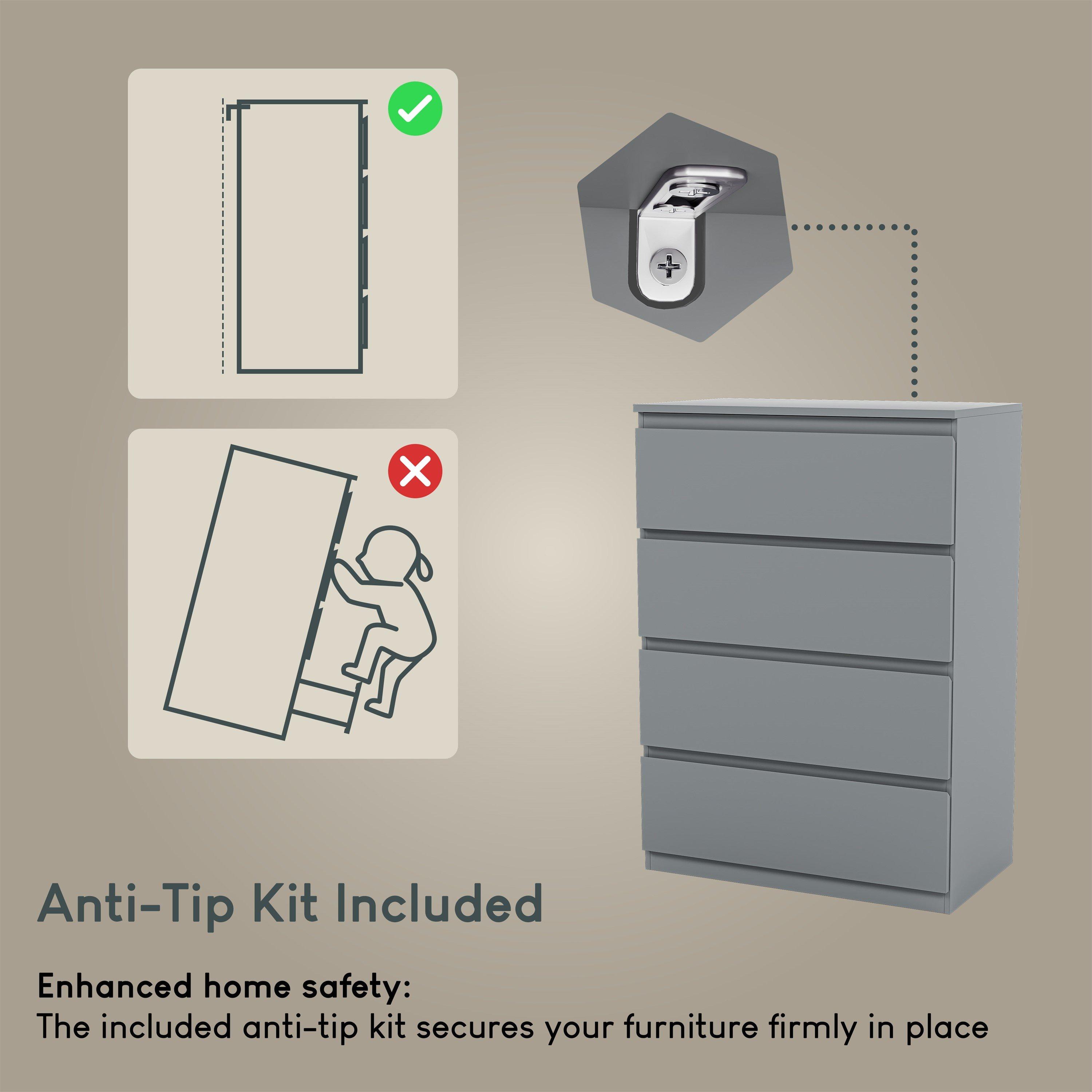 Grey - Lassic - Vida Designs Denver 4 Drawer Chest - 8