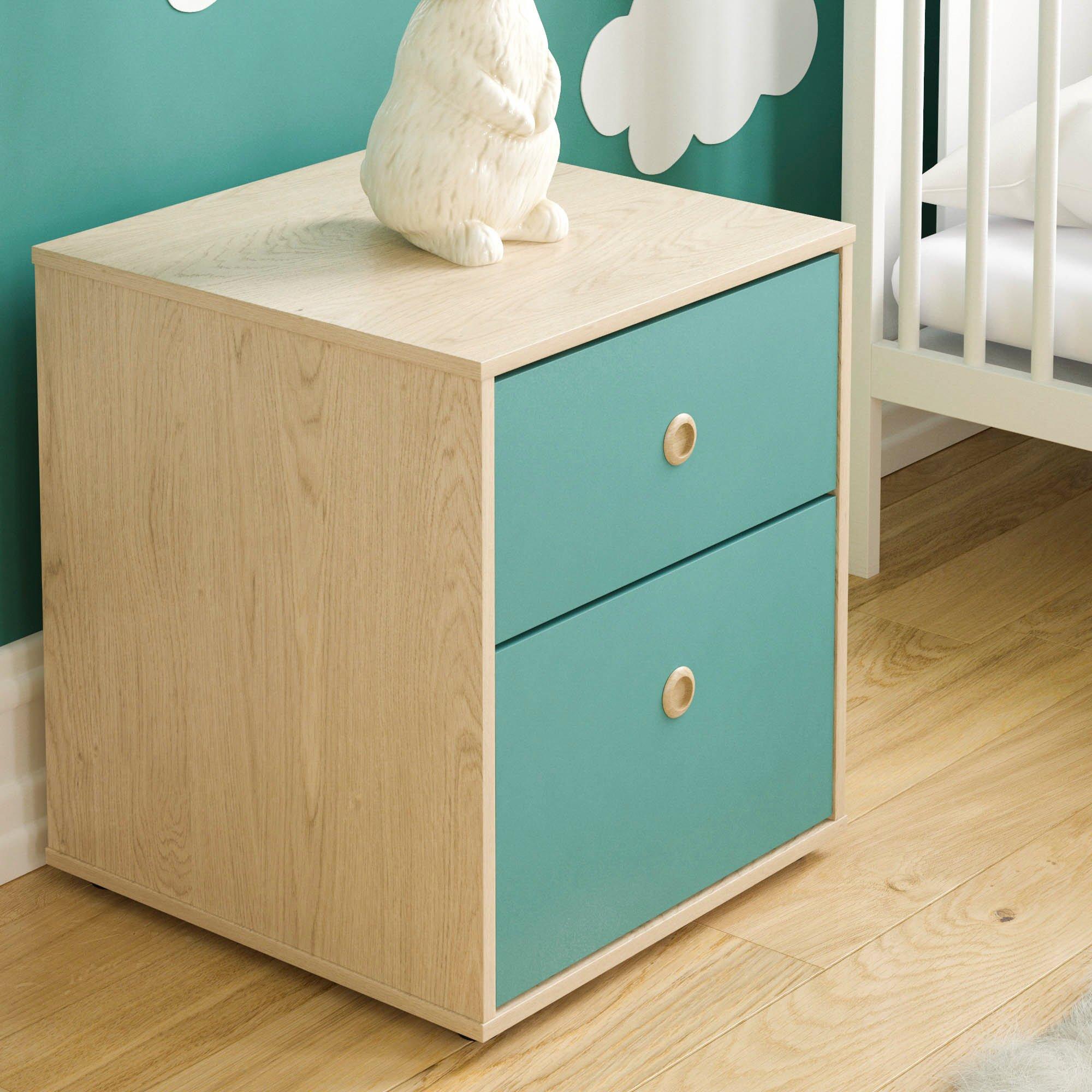 Blue & Oak - Lassic - Junior Vida Neptune 2 Drawer Bedside Table - 4
