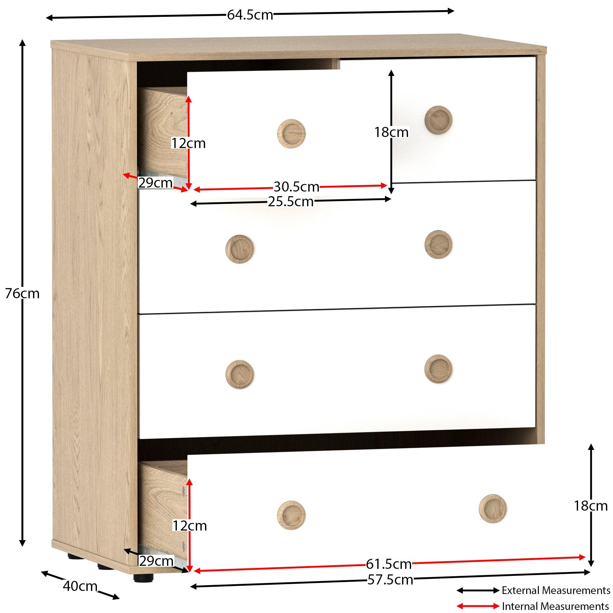 White & Oak - Lassic - Junior Vida Neptune 5 Drawer Chest - 2