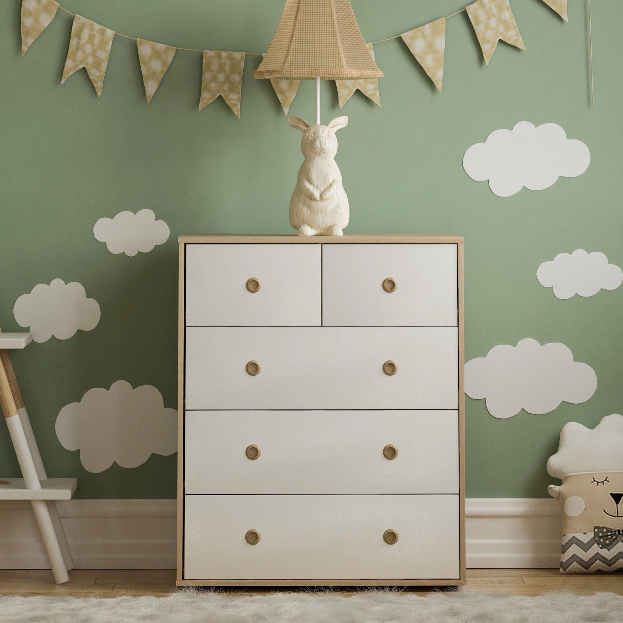 White & Oak - Lassic - Junior Vida Neptune 5 Drawer Chest - 3