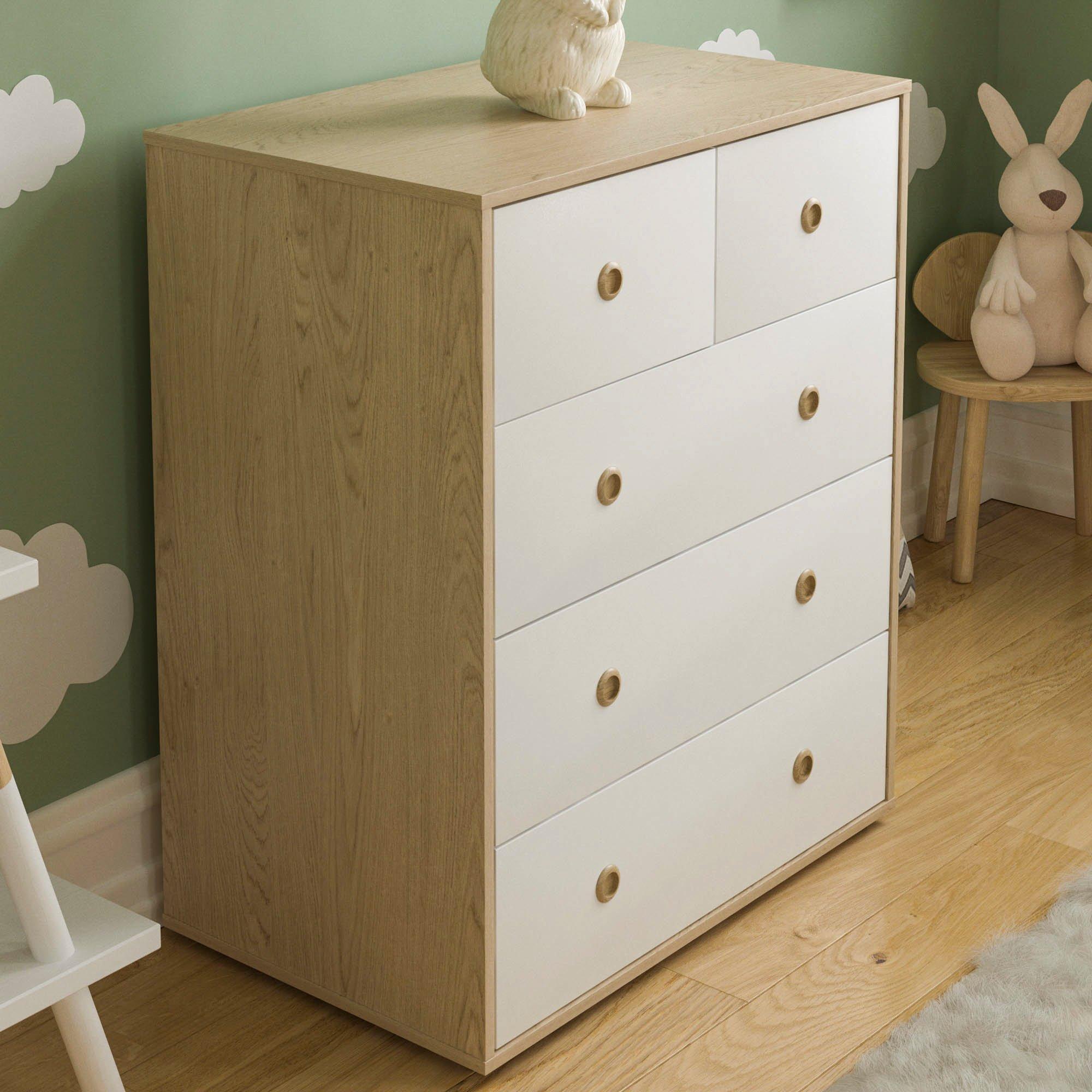 White & Oak - Lassic - Junior Vida Neptune 5 Drawer Chest - 4