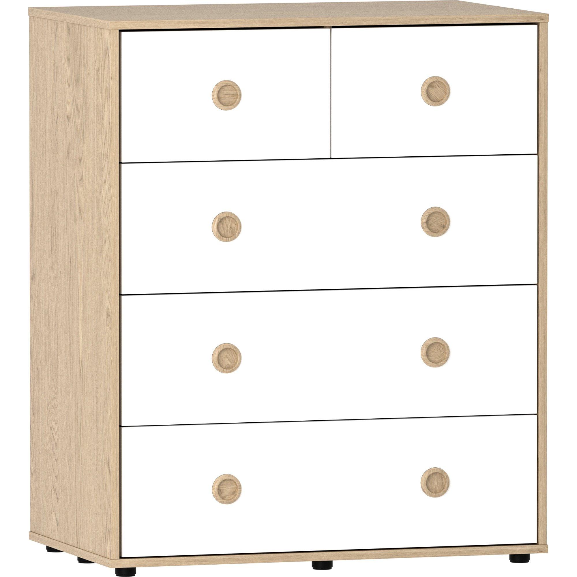 White & Oak - Lassic - Junior Vida Neptune 5 Drawer Chest - 8