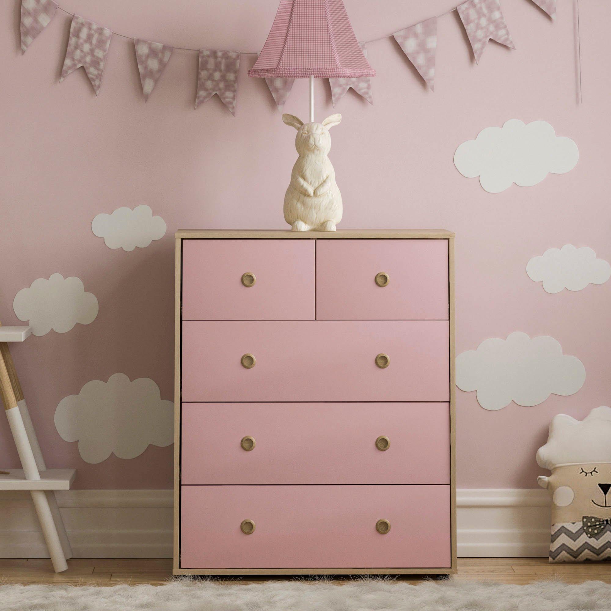 Pink & Oak - Lassic - Junior Vida Neptune 5 Drawer Chest - 3