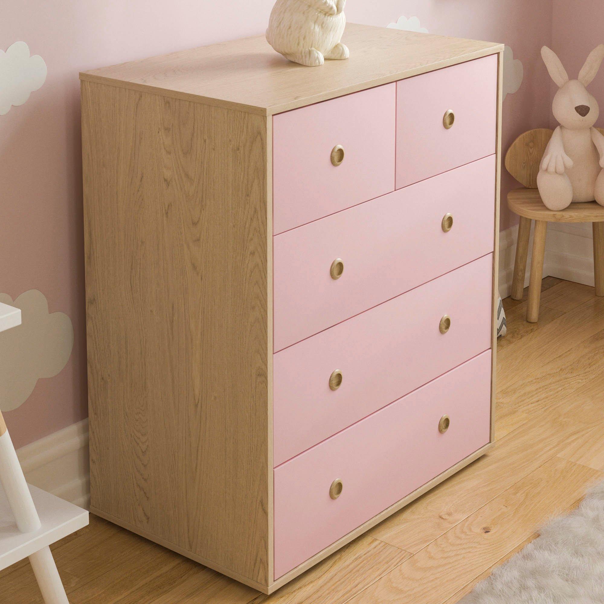 Pink & Oak - Lassic - Junior Vida Neptune 5 Drawer Chest - 4
