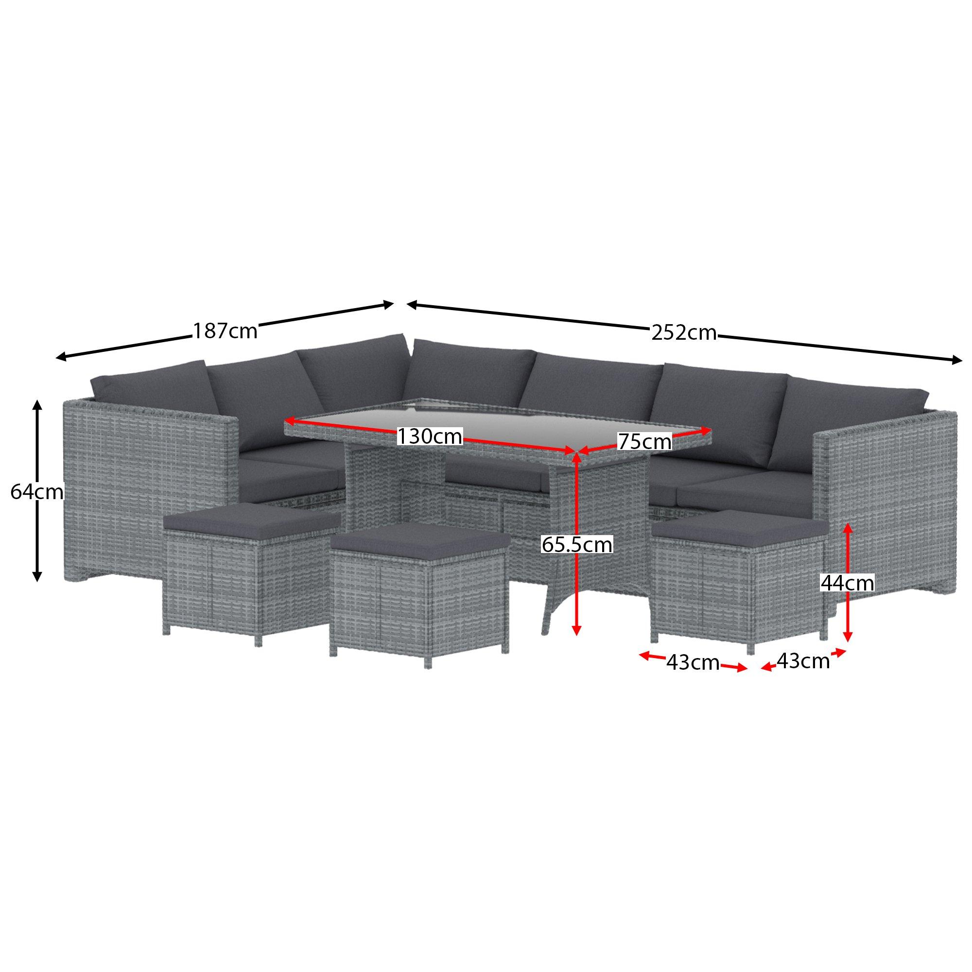 Grey - Lassic - Garden Vida Belgrave 9 Seater Rattan Set UKFR - 2