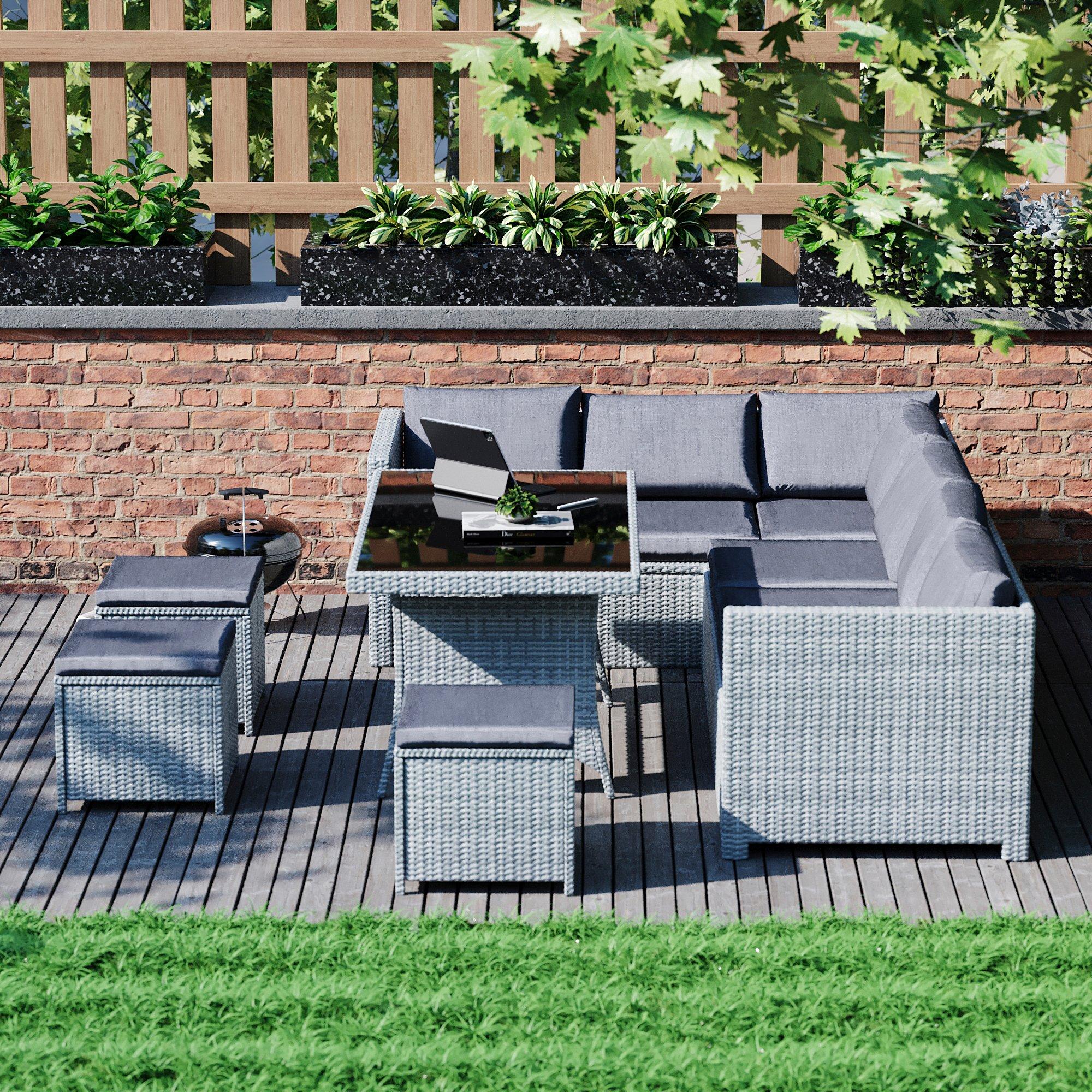 Grey - Lassic - Garden Vida Belgrave 9 Seater Rattan Set UKFR - 3