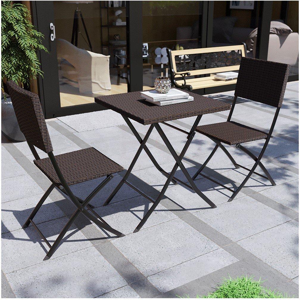 Brown - Lassic - Garden Vida Capri 2 Seater Rattan Bistro Set UKFR - 1
