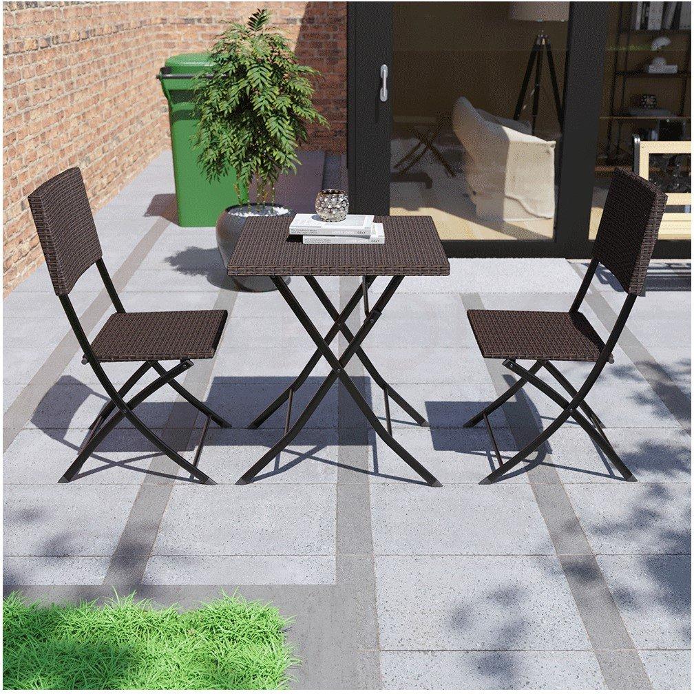 Brown - Lassic - Garden Vida Capri 2 Seater Rattan Bistro Set UKFR - 3