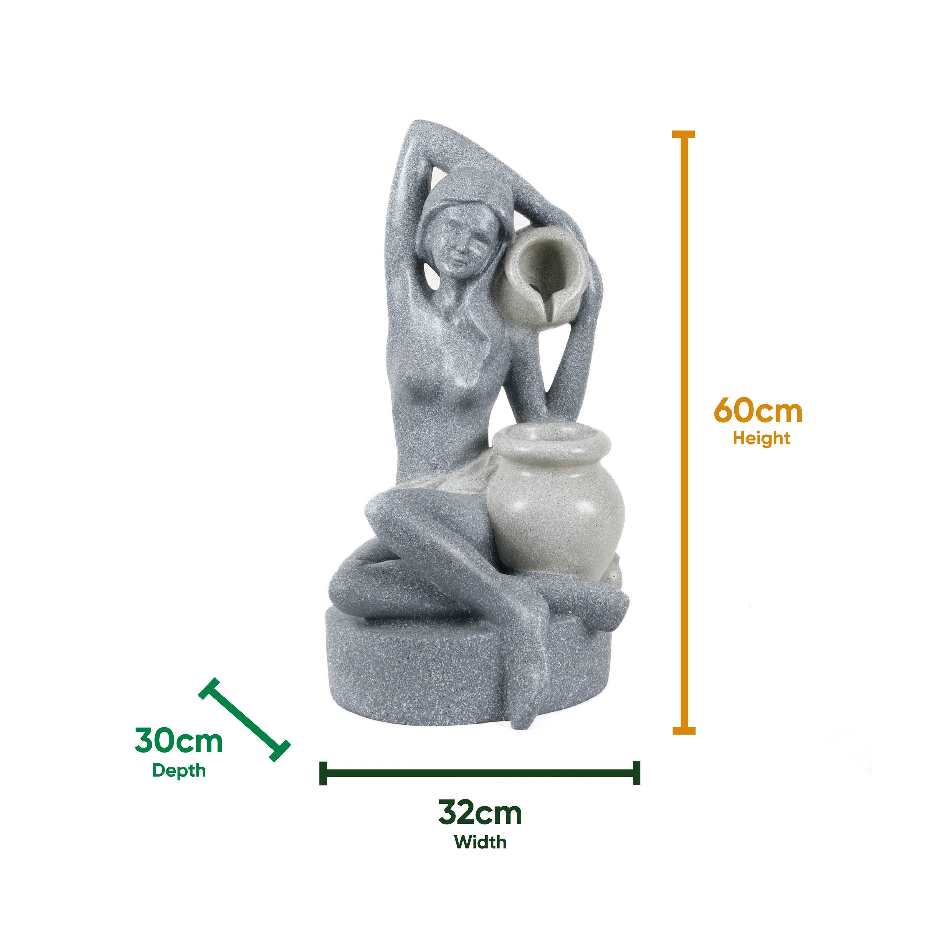 Grey - Streetwize - Solar Water Feature - Bathing Lady - 2