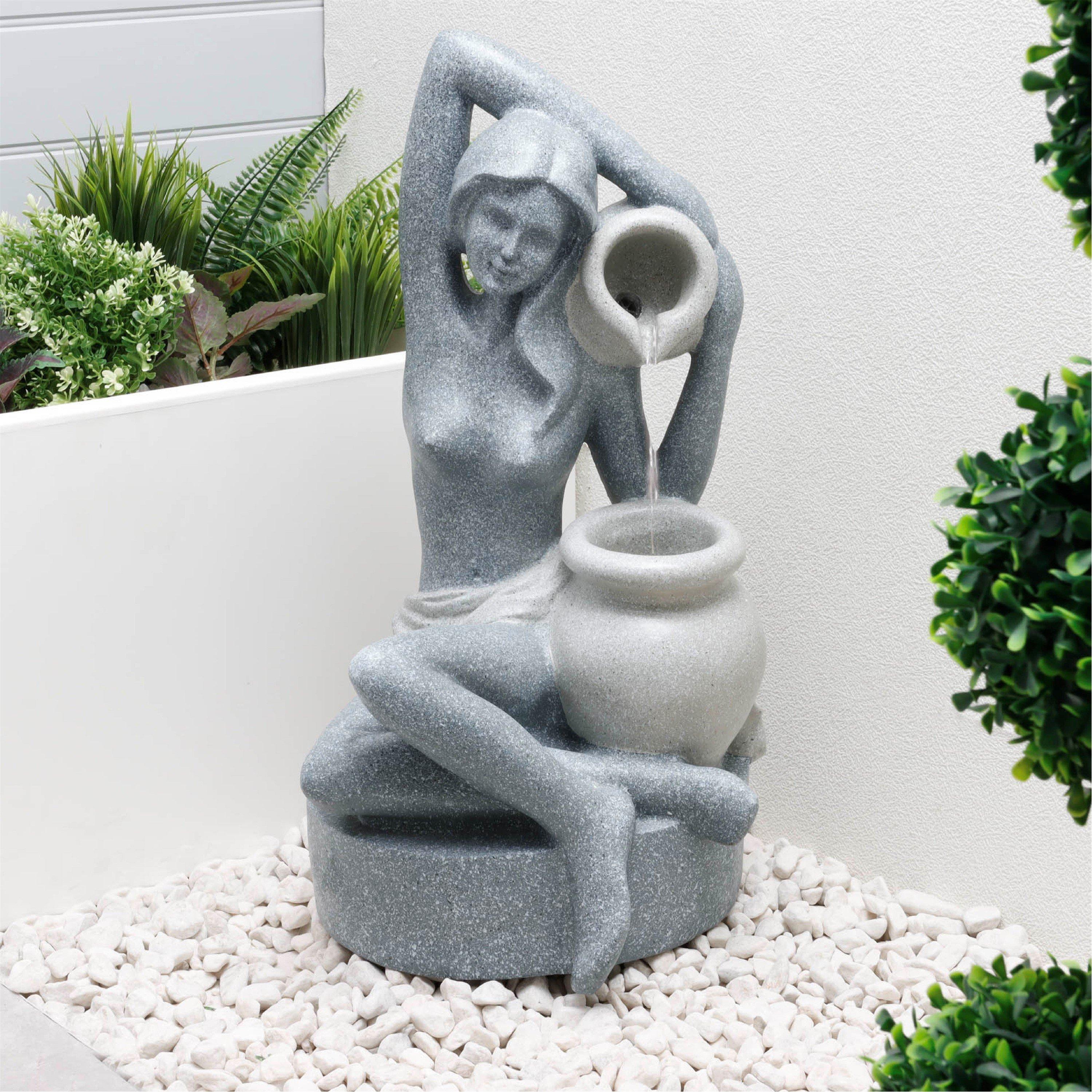 Grey - Streetwize - Solar Water Feature - Bathing Lady - 3