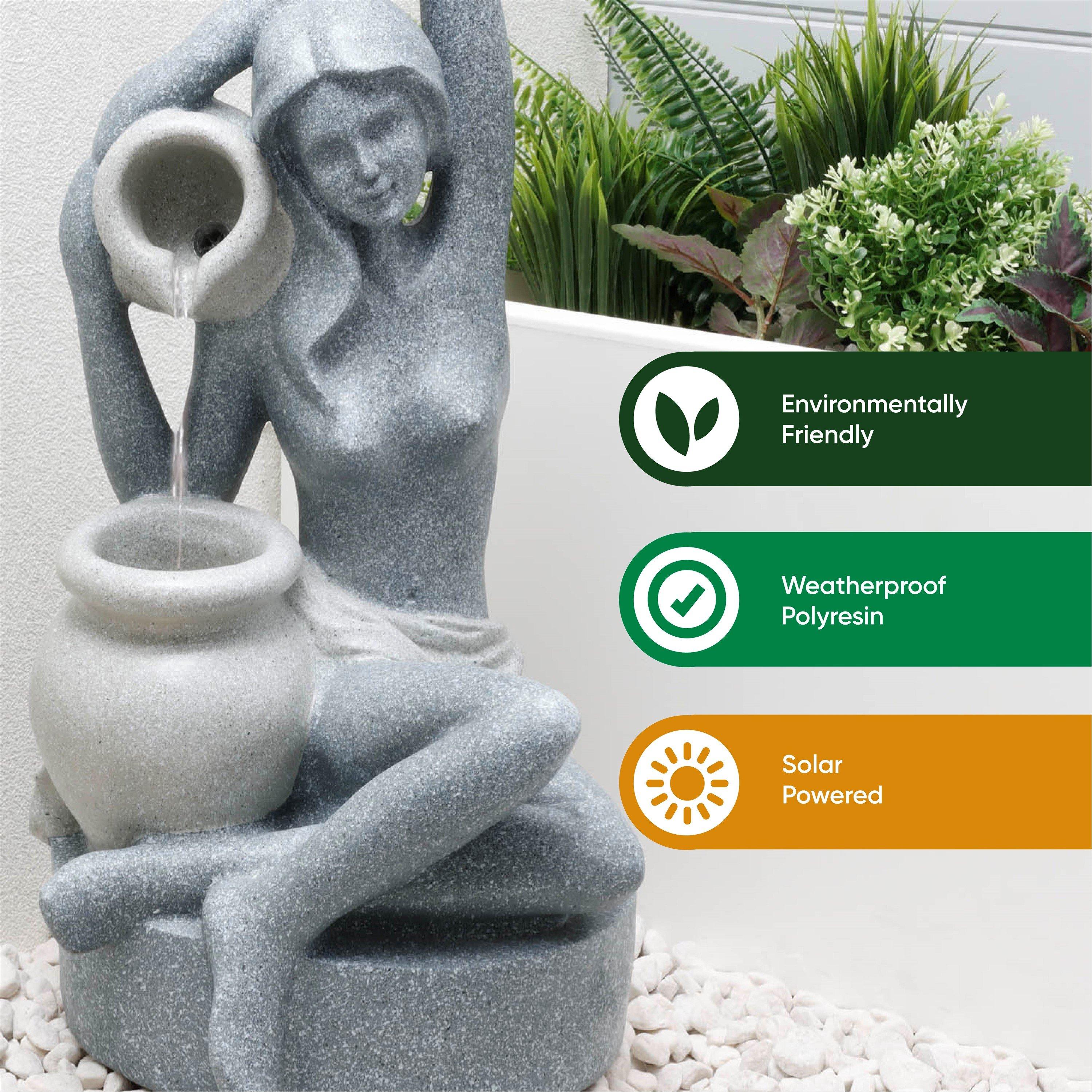 Grey - Streetwize - Solar Water Feature - Bathing Lady - 4