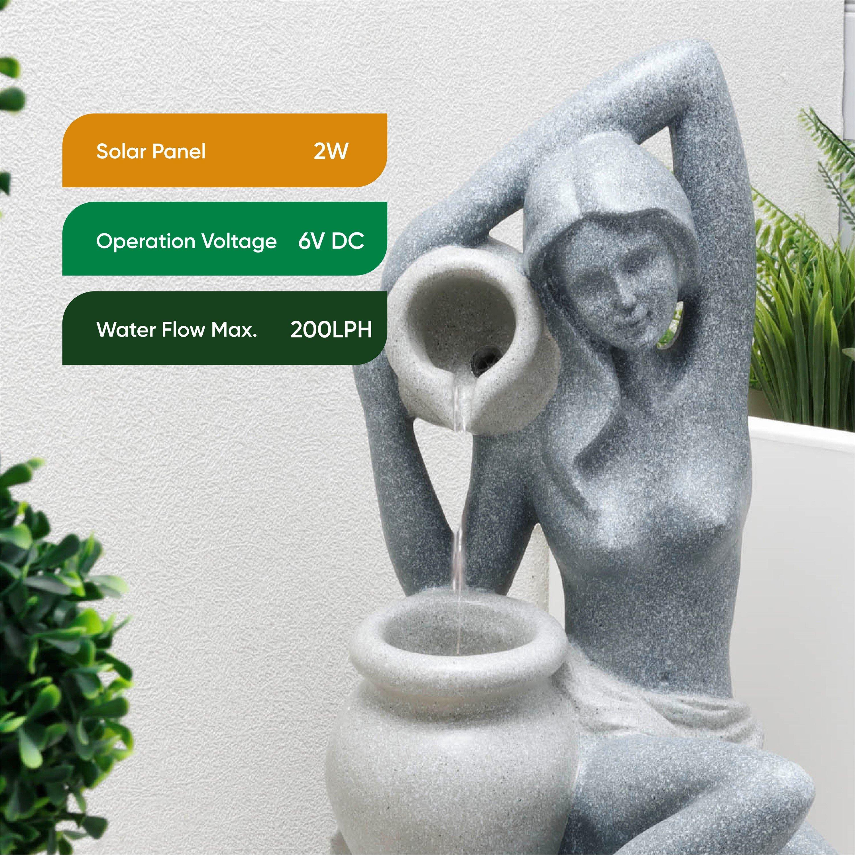 Grey - Streetwize - Solar Water Feature - Bathing Lady - 6