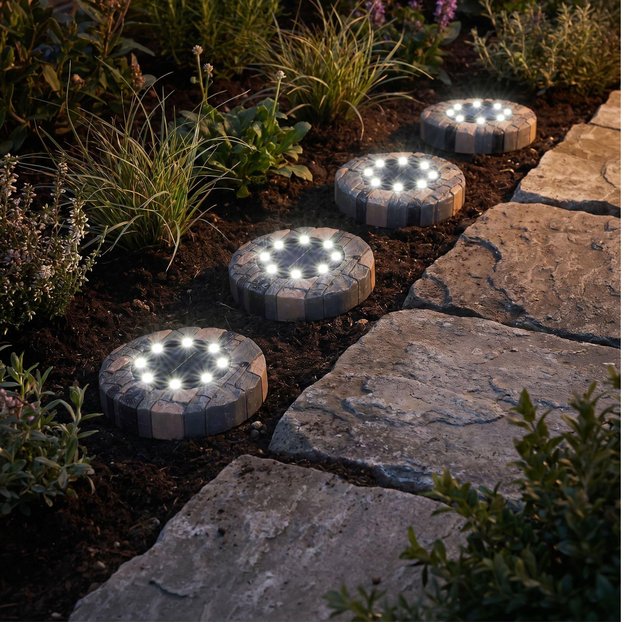 Streetwize  Solar Effect Deck Light (Pack Of 4) Stone - 12x12x3.8