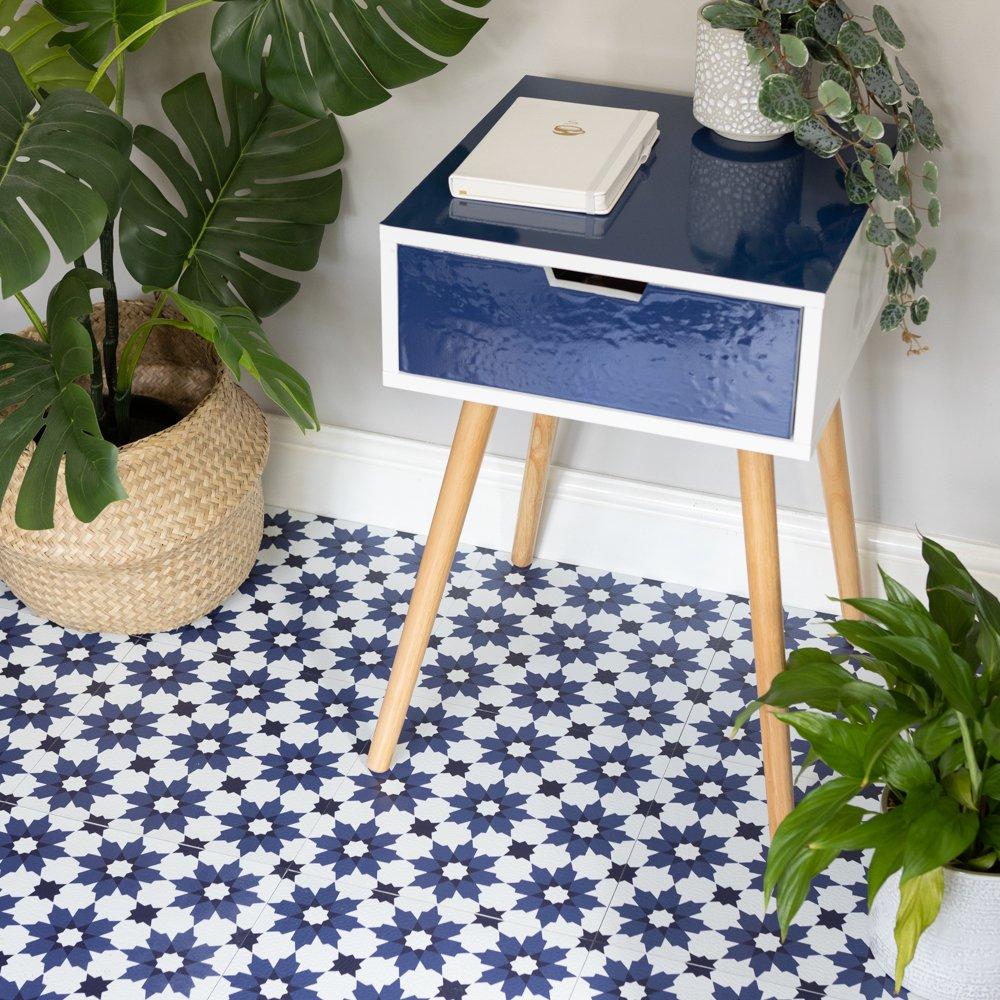 Blue - Floor Pops - Self Adhesive Vinyl Floor Tiles Zellige - 3