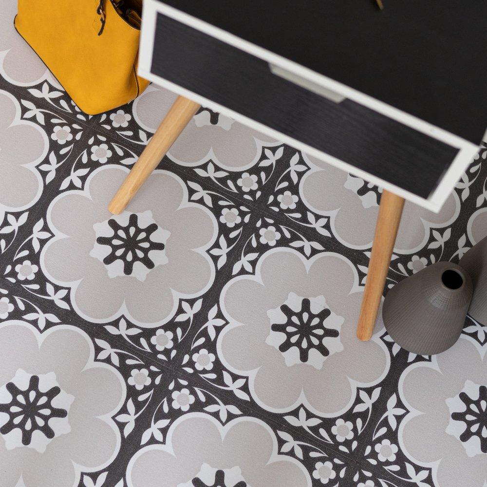 Floor Pops  Self Adhesive Vinyl Floor Tiles Daphne Black - 1.86 SQM
