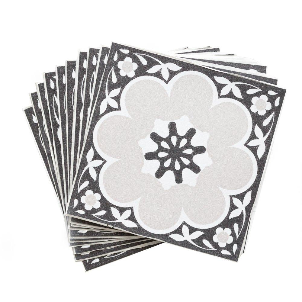 Black - Floor Pops - Self Adhesive Vinyl Floor Tiles Daphne Black - 2