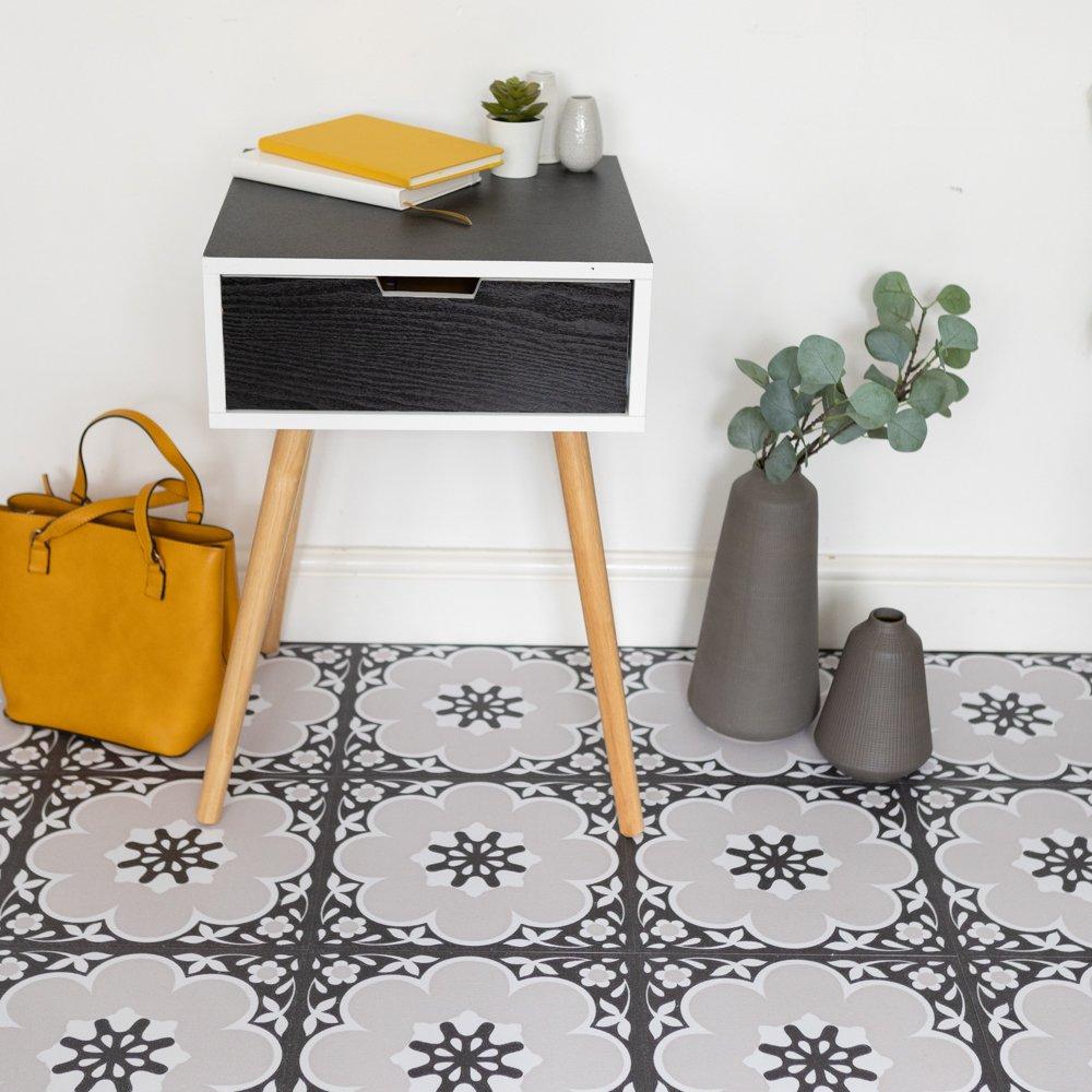 Black - Floor Pops - Self Adhesive Vinyl Floor Tiles Daphne Black - 3