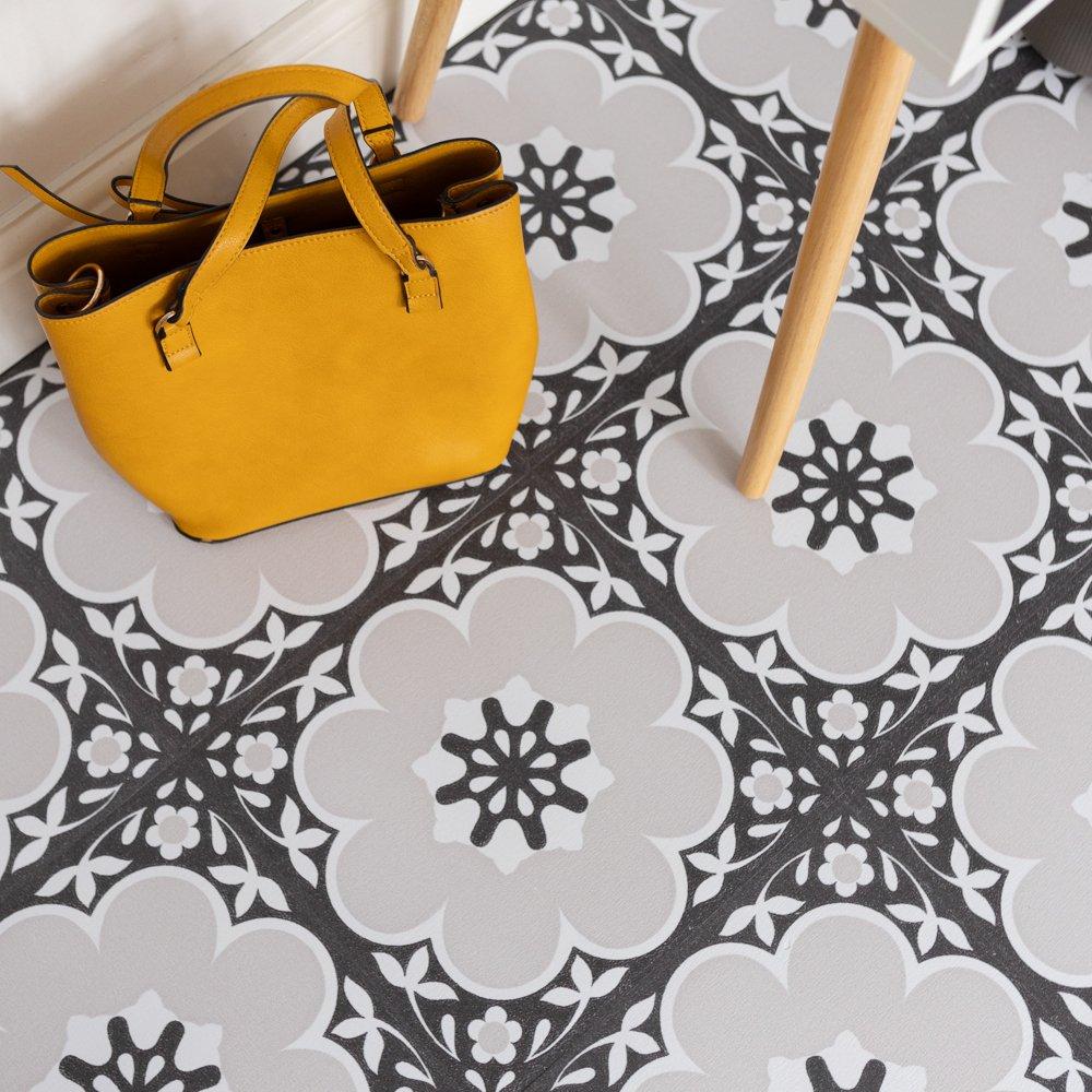 Black - Floor Pops - Self Adhesive Vinyl Floor Tiles Daphne Black - 4