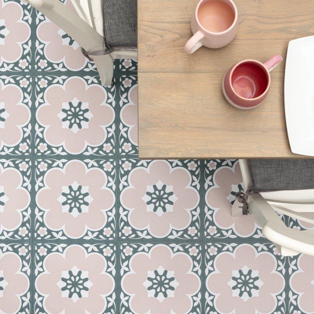 Pink - Floor Pops - Self Adhesive Vinyl Floor Tiles Daphne Pink - 1