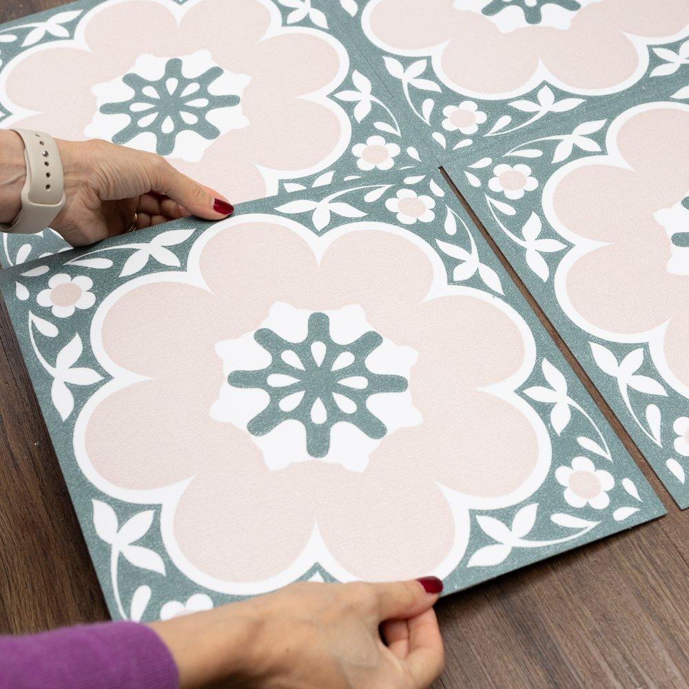 Pink - Floor Pops - Self Adhesive Vinyl Floor Tiles Daphne Pink - 3