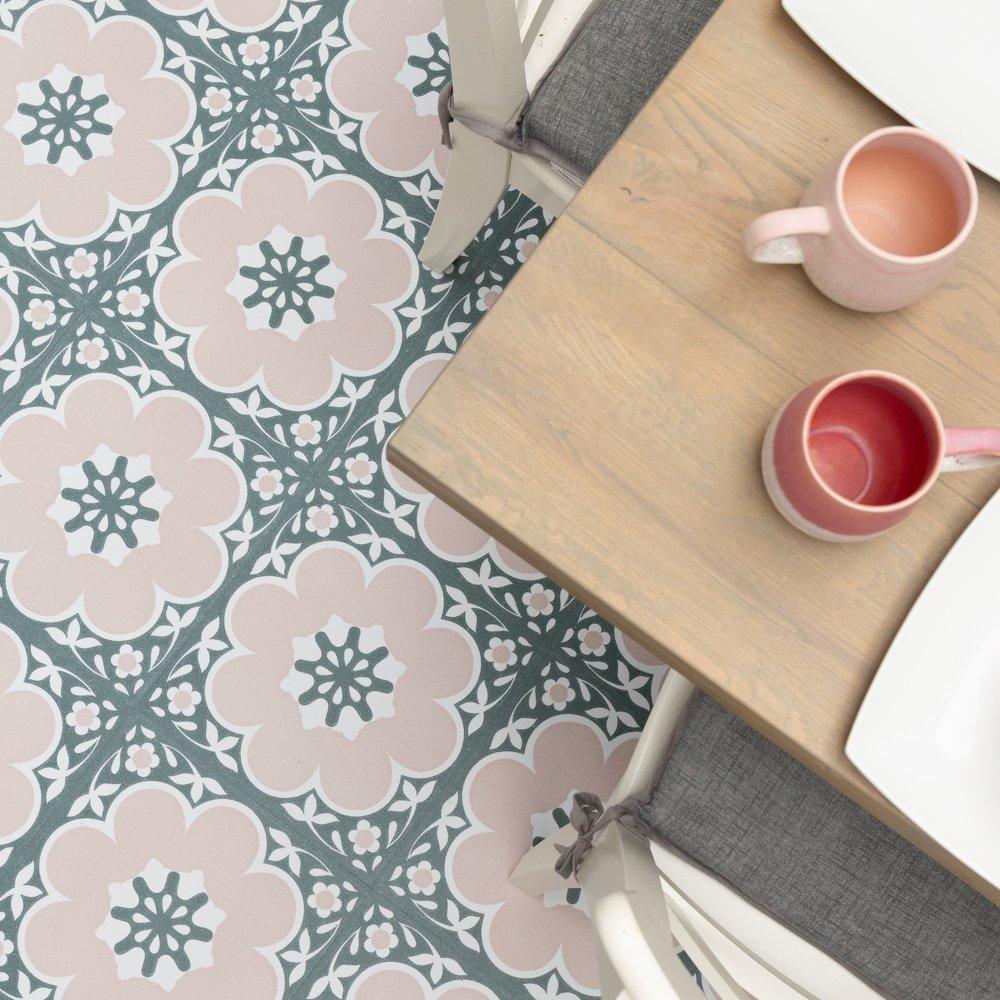 Pink - Floor Pops - Self Adhesive Vinyl Floor Tiles Daphne Pink - 5