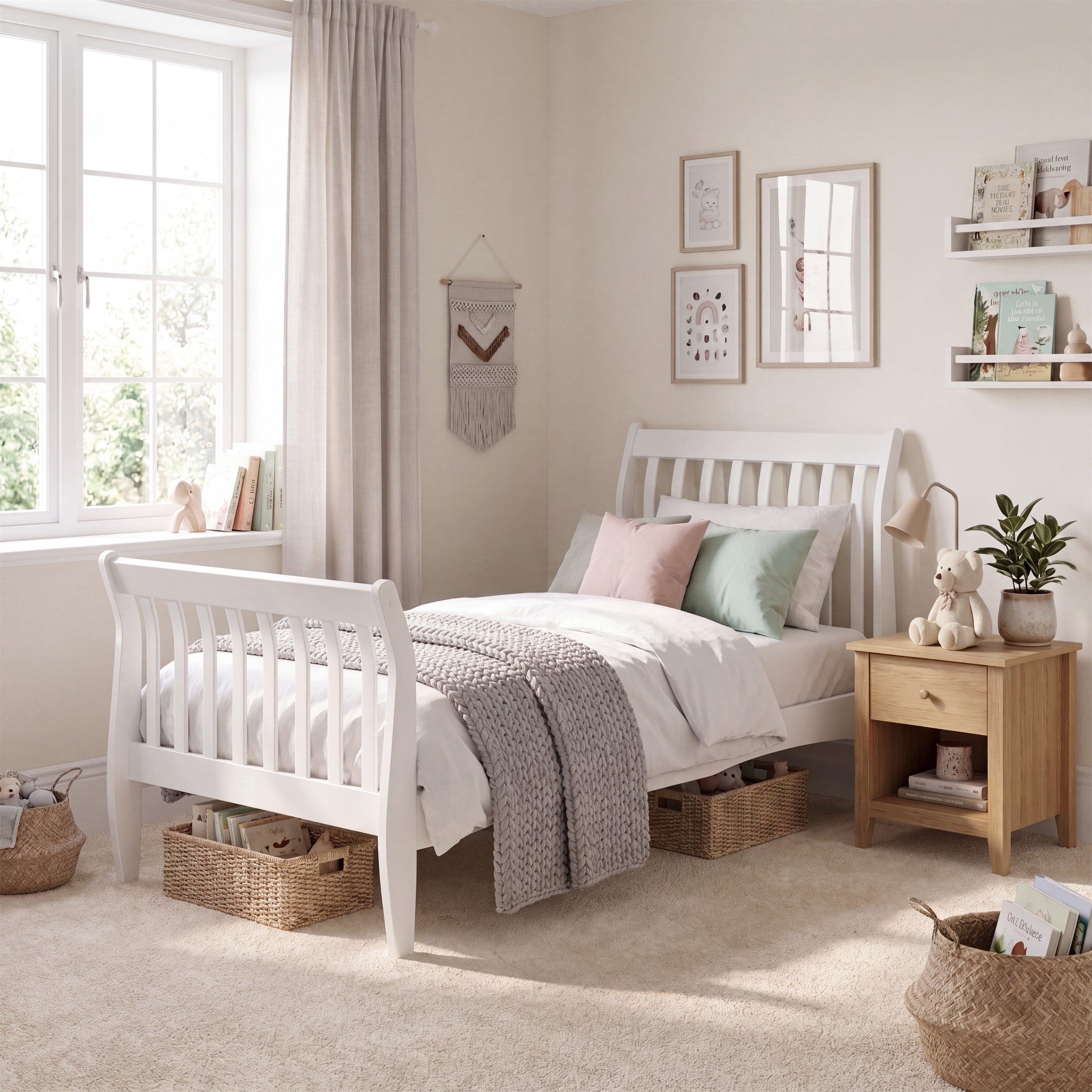 White - Lassic - Junior Vida Orion Single Sleigh Bed - 1