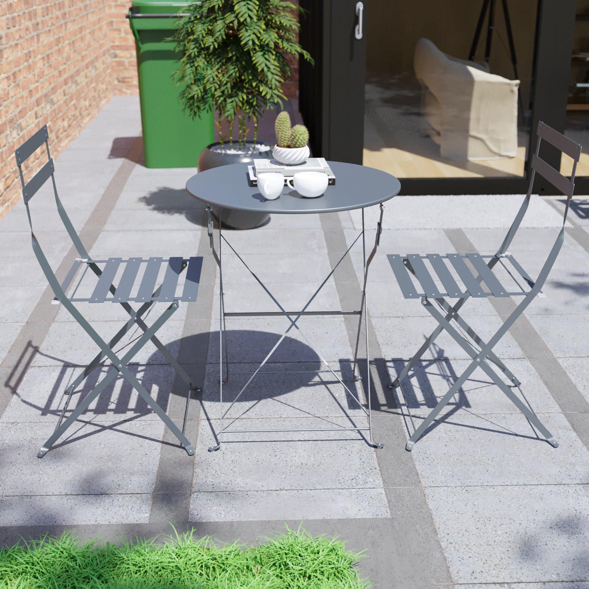 Dark Grey - Lassic - Garden Vida Porto 2 Seater Metal Bistro Set - 3