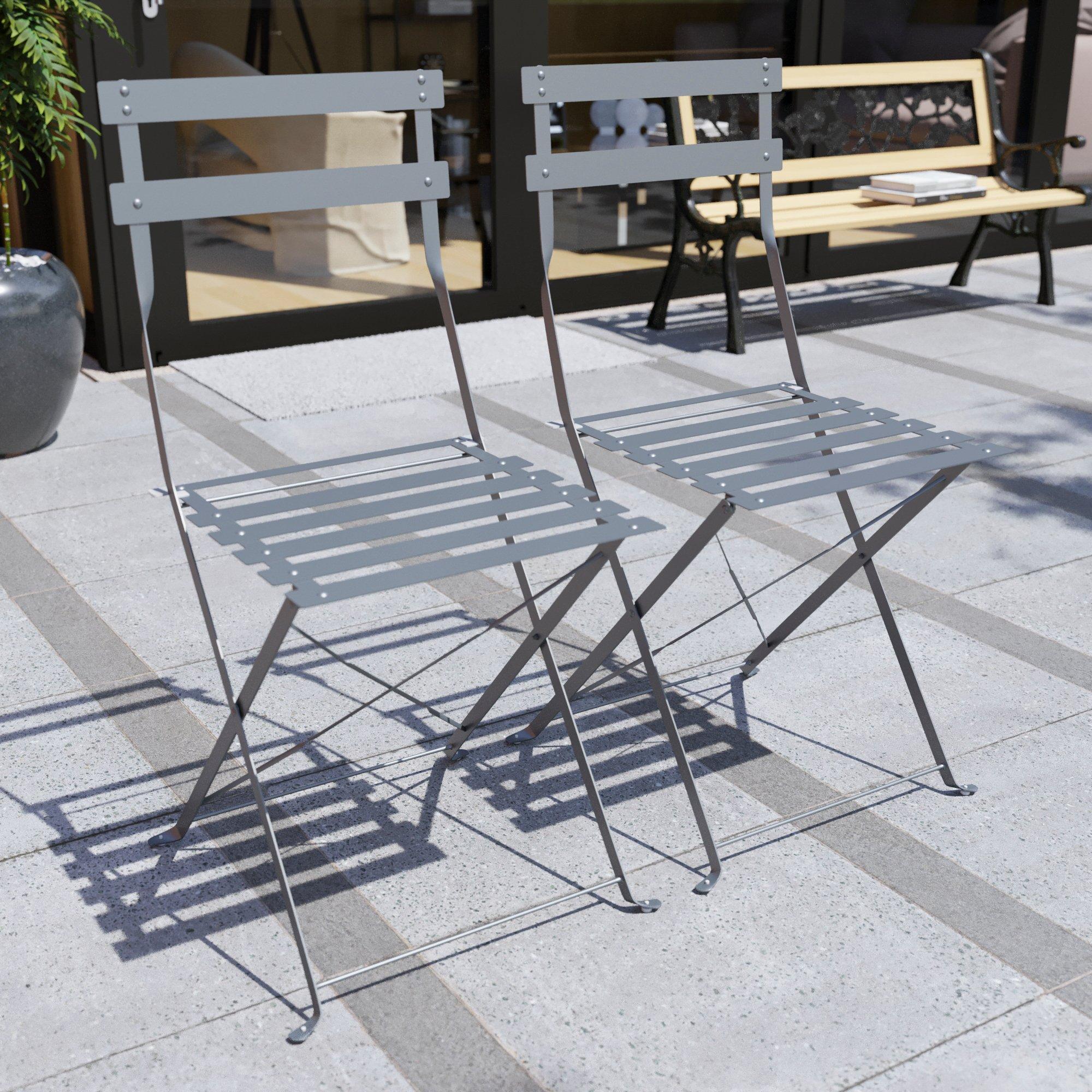 Dark Grey - Lassic - Garden Vida Porto 2 Seater Metal Bistro Set - 6