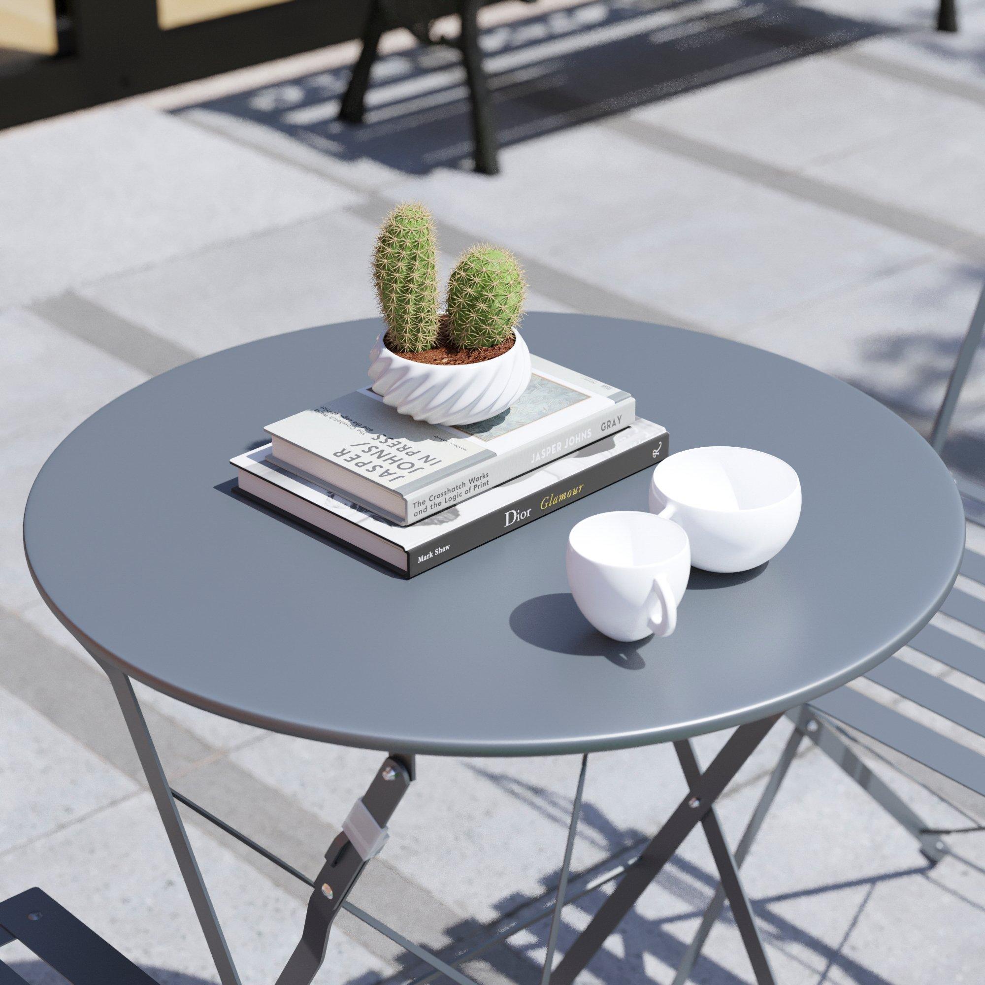 Dark Grey - Lassic - Garden Vida Porto 2 Seater Metal Bistro Set - 7