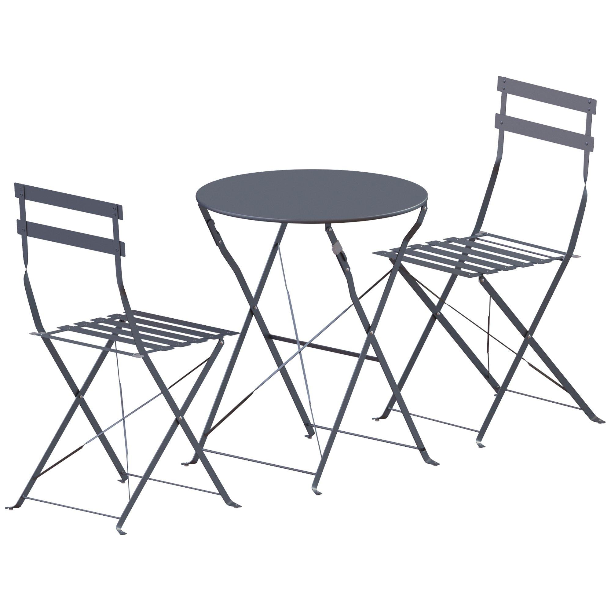 Dark Grey - Lassic - Garden Vida Porto 2 Seater Metal Bistro Set - 10