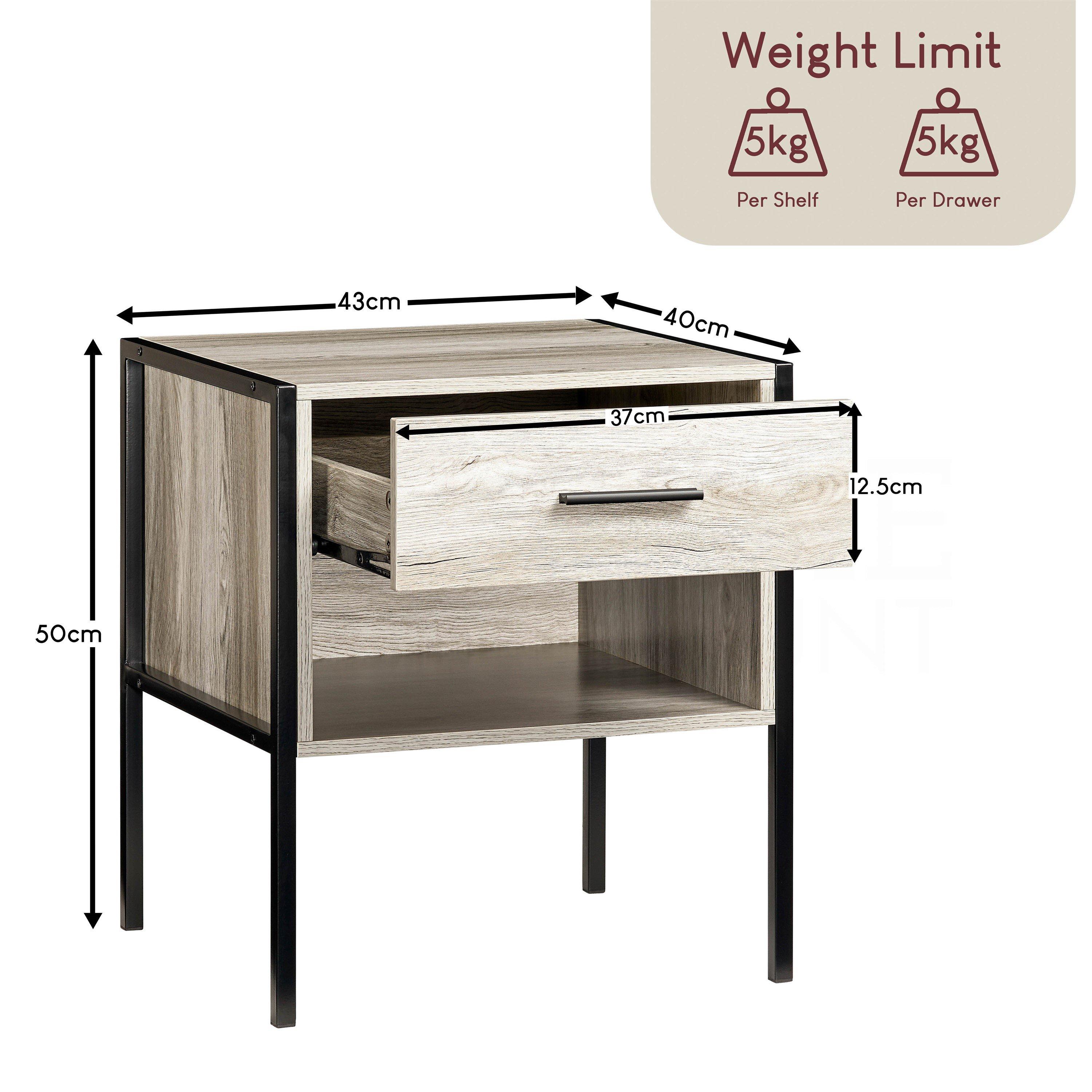 Grey - Lassic - Vida Designs Brooklyn 1 Drawer Bedside Cabinet - 2