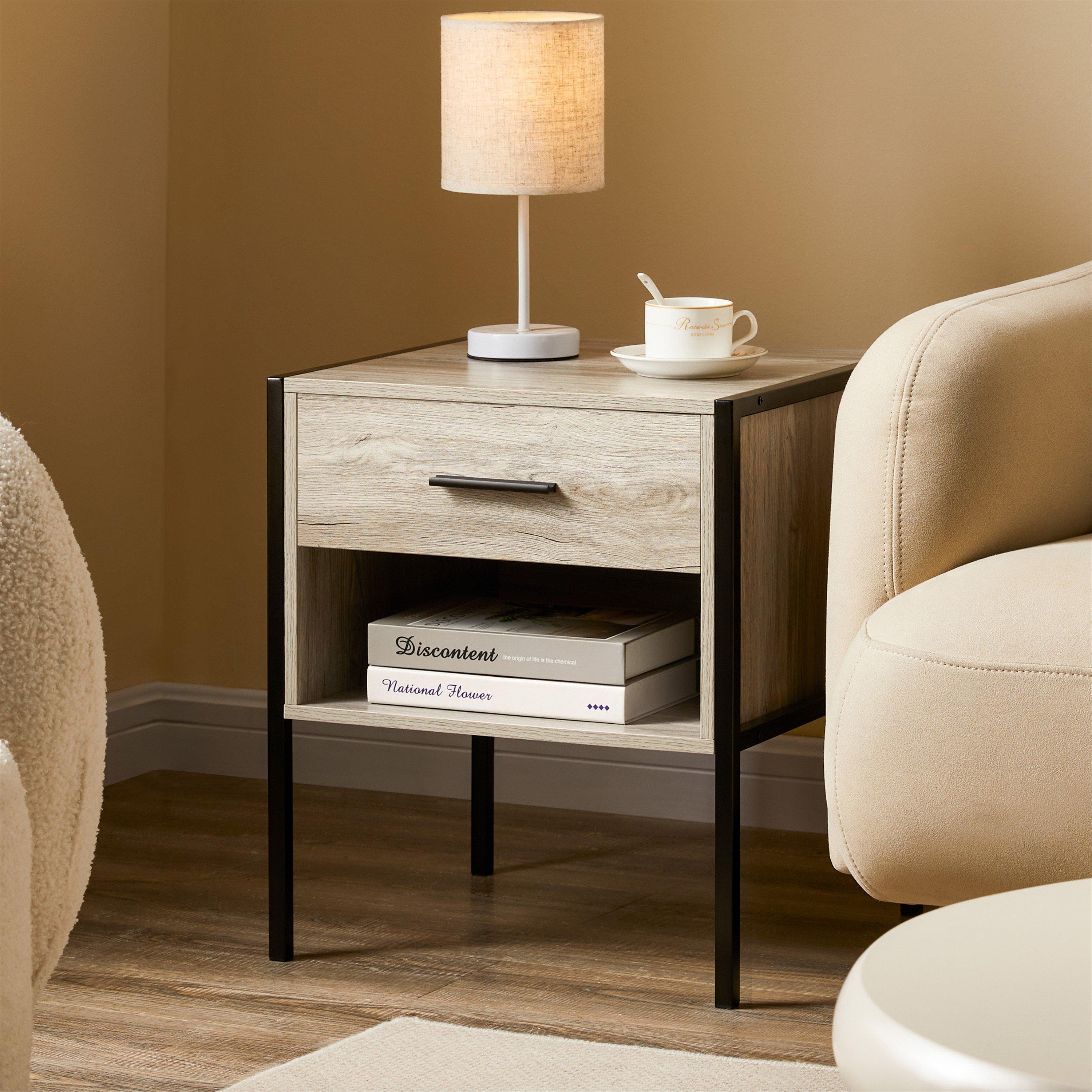 Grey - Lassic - Vida Designs Brooklyn 1 Drawer Bedside Cabinet - 4