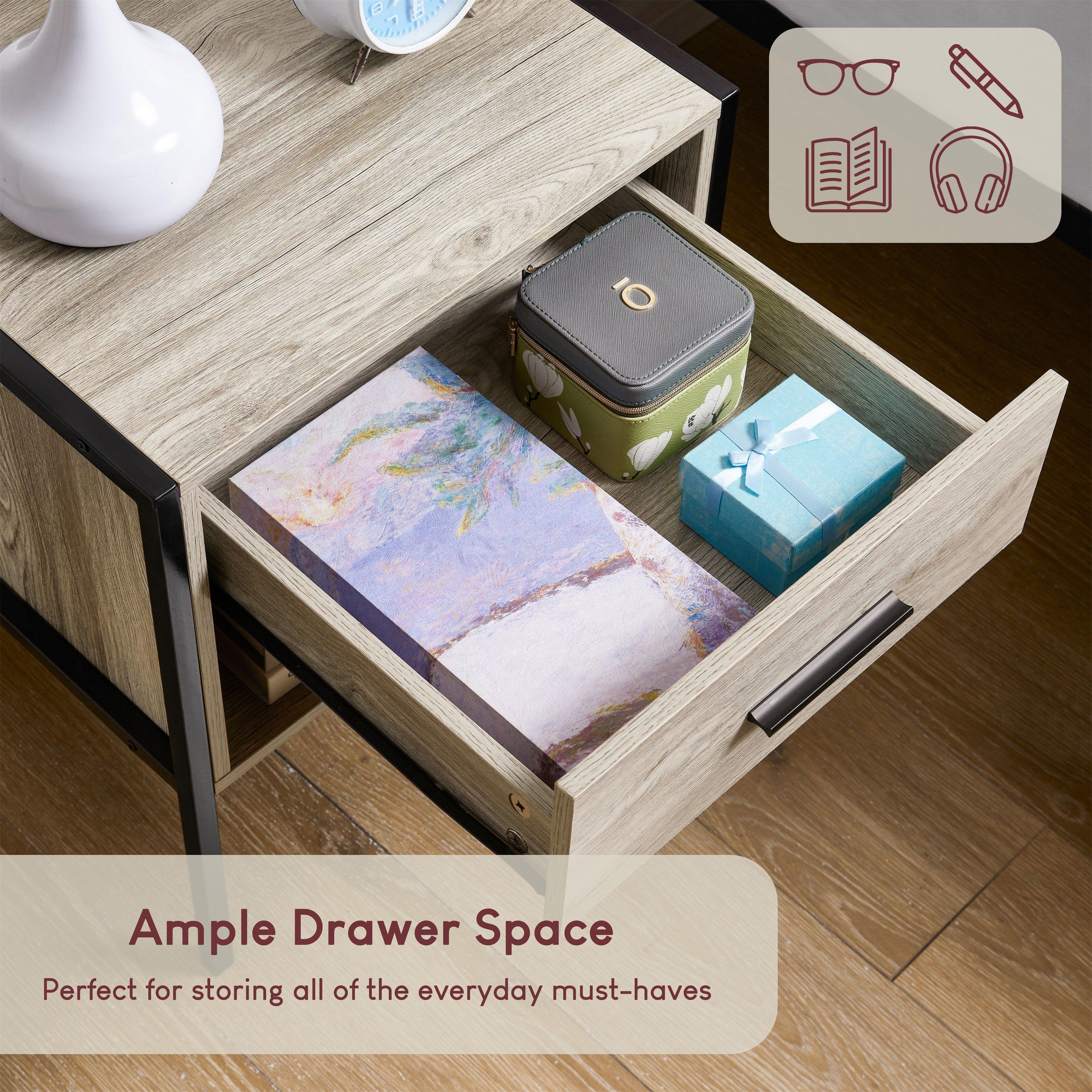 Grey - Lassic - Vida Designs Brooklyn 1 Drawer Bedside Cabinet - 5