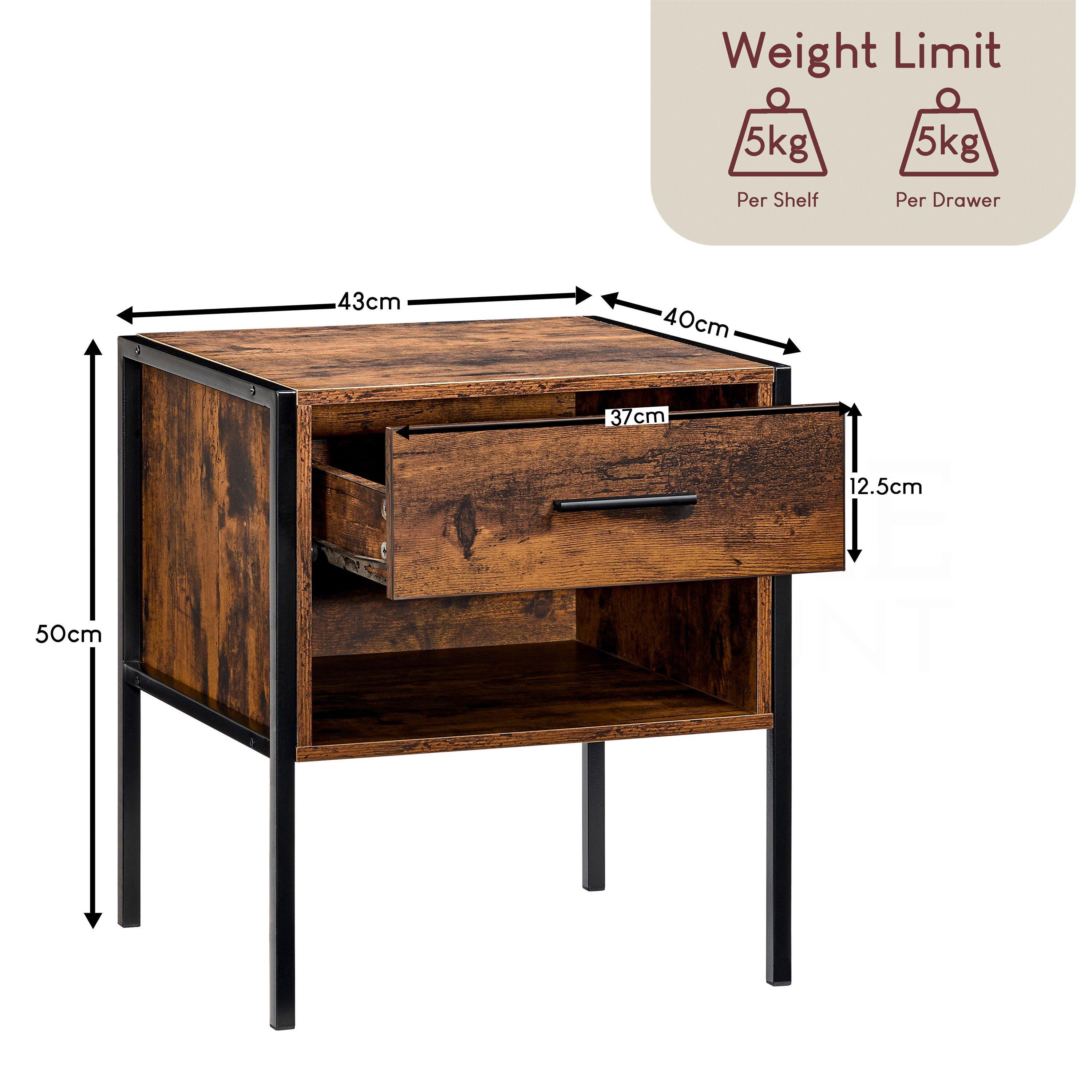 Dark Wood - Lassic - Vida Designs Brooklyn 1 Drawer Bedside Cabinet - 2