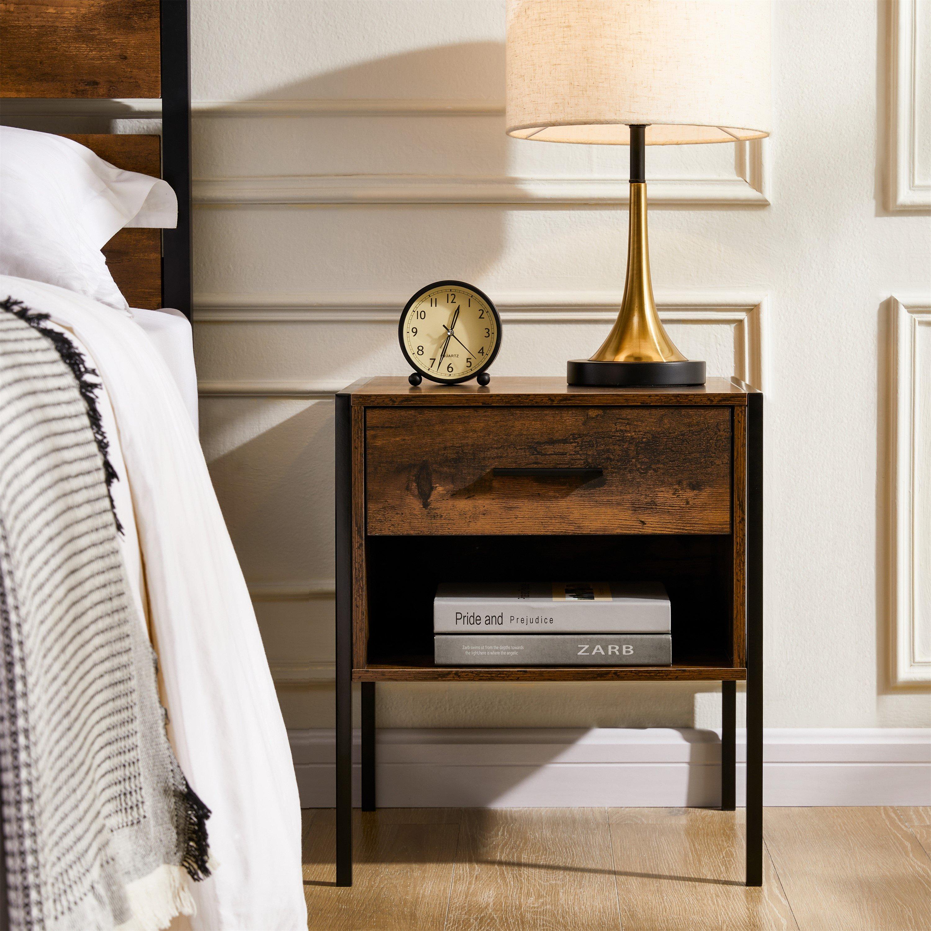 Dark Wood - Lassic - Vida Designs Brooklyn 1 Drawer Bedside Cabinet - 3