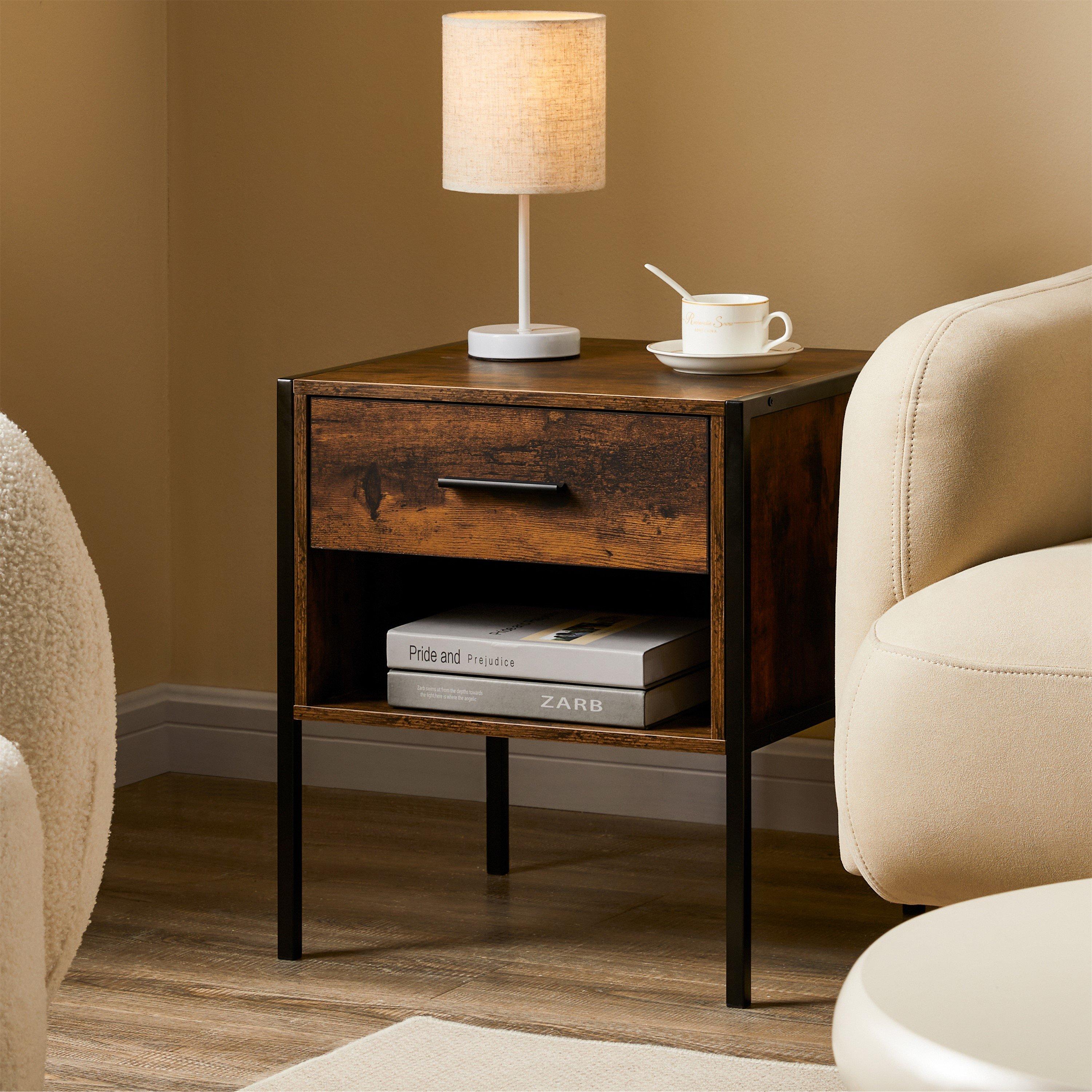 Dark Wood - Lassic - Vida Designs Brooklyn 1 Drawer Bedside Cabinet - 4