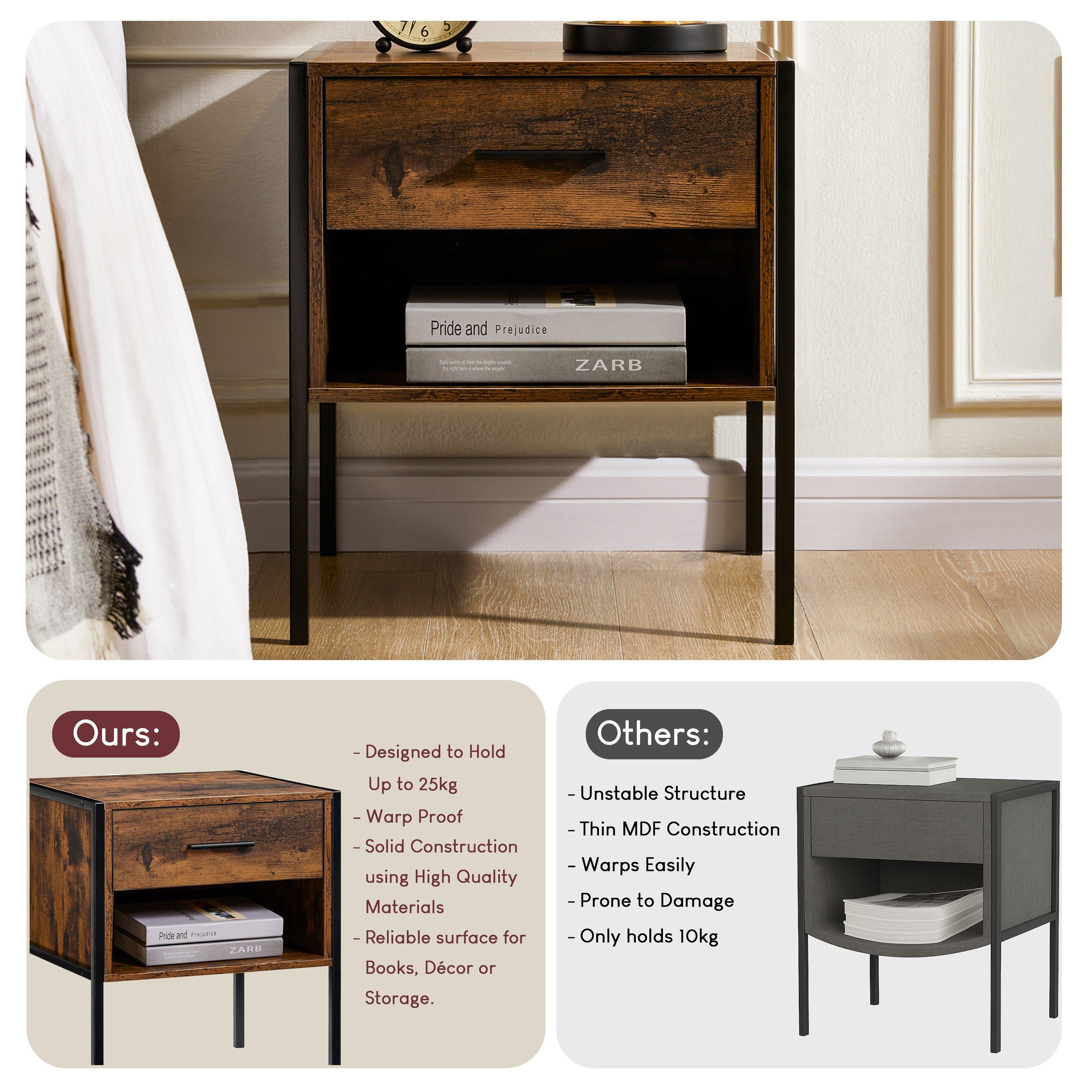 Dark Wood - Lassic - Vida Designs Brooklyn 1 Drawer Bedside Cabinet - 7