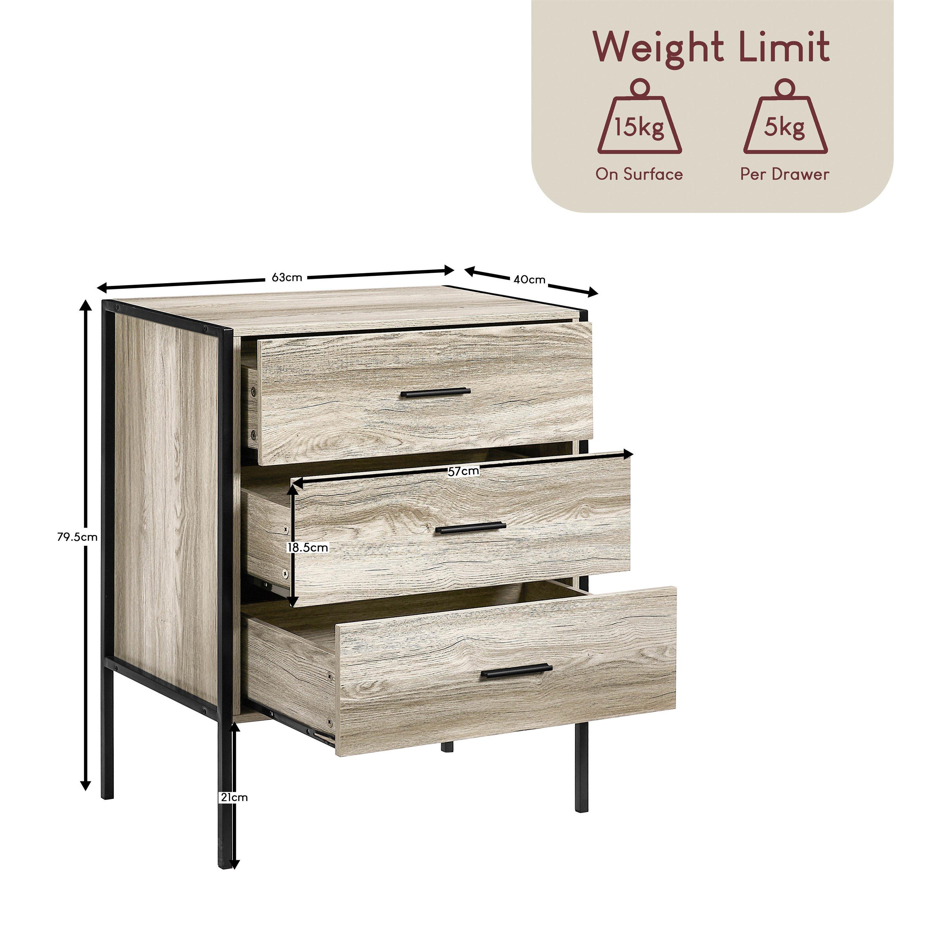 Grey - Lassic - Vida Designs Brooklyn 3 Drawer Chest - 2