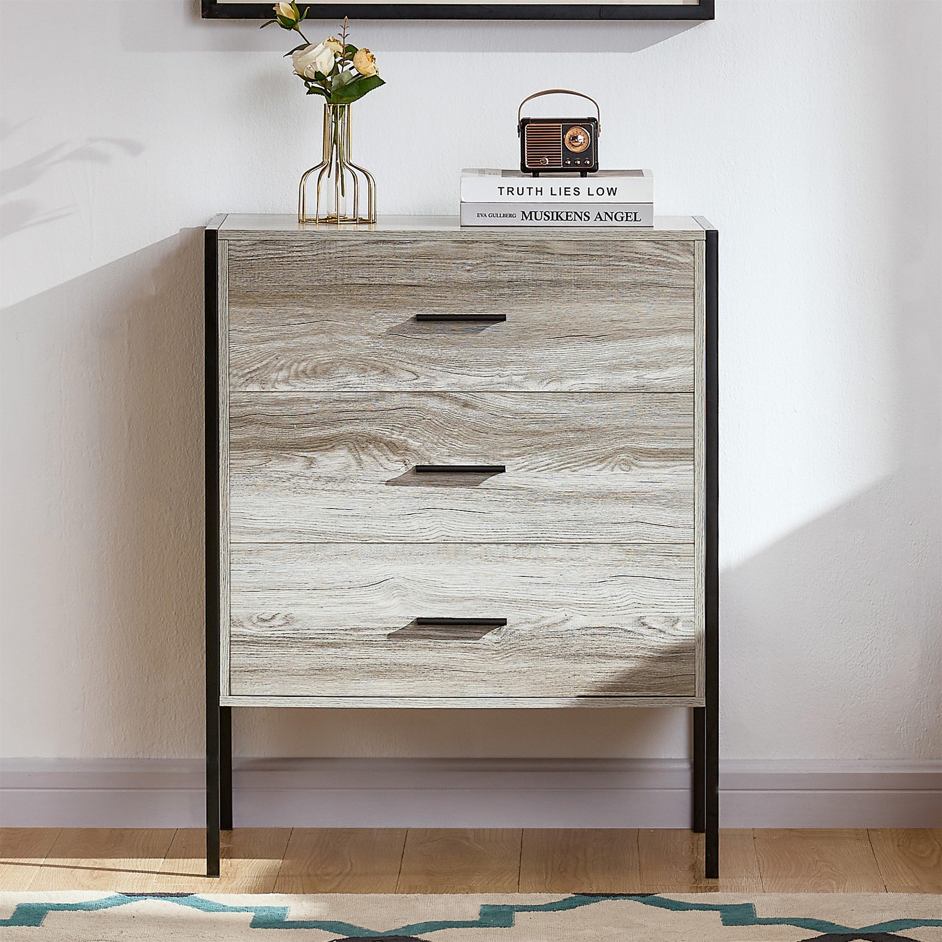 Grey - Lassic - Vida Designs Brooklyn 3 Drawer Chest - 3