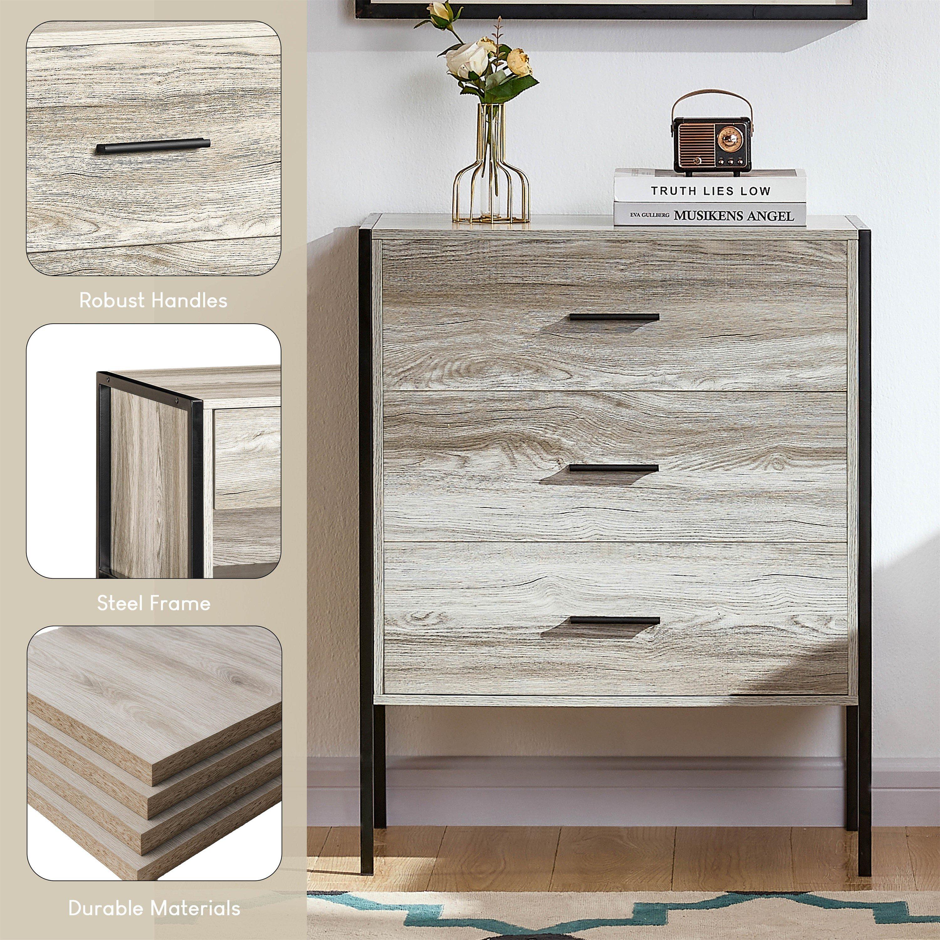 Grey - Lassic - Vida Designs Brooklyn 3 Drawer Chest - 5