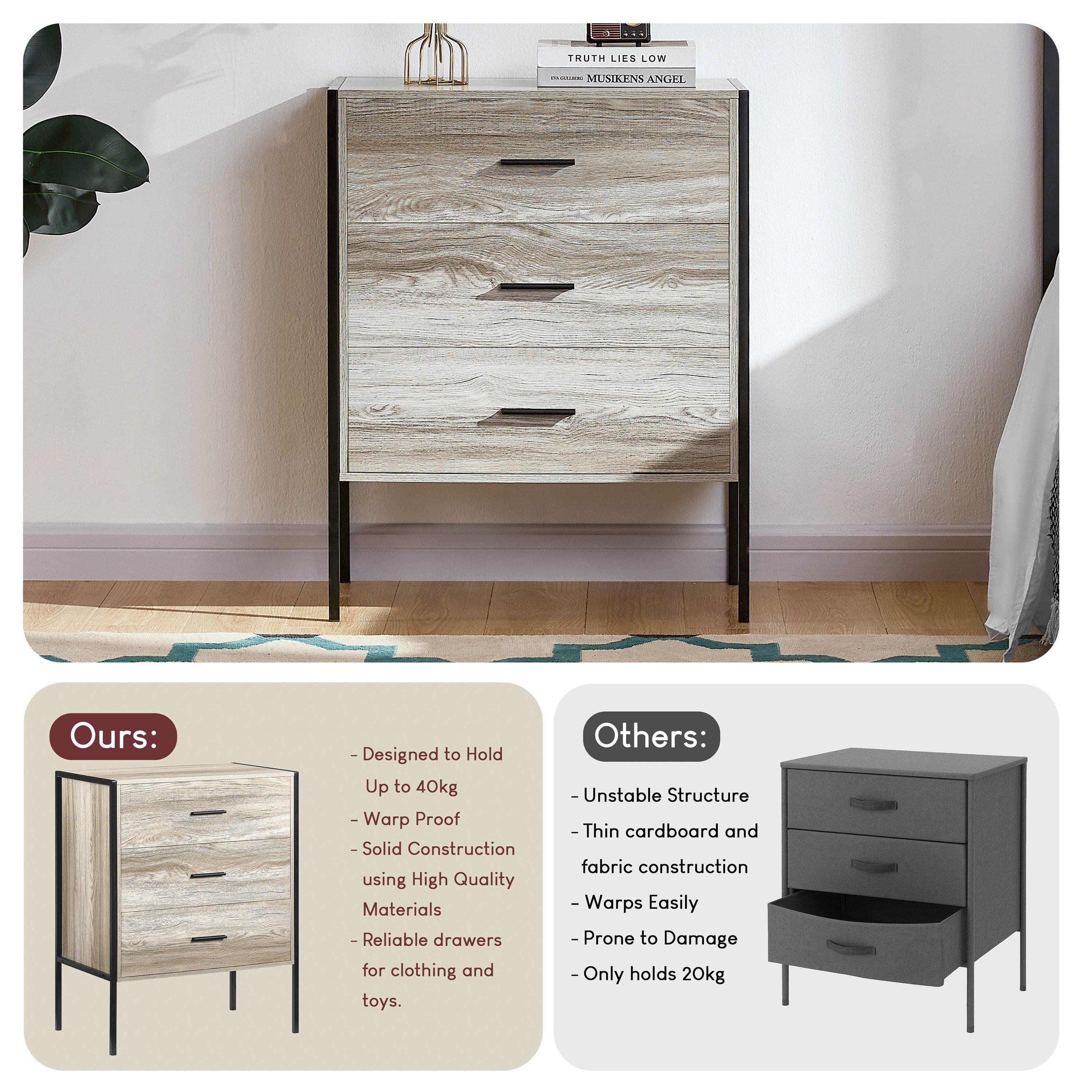 Grey - Lassic - Vida Designs Brooklyn 3 Drawer Chest - 6