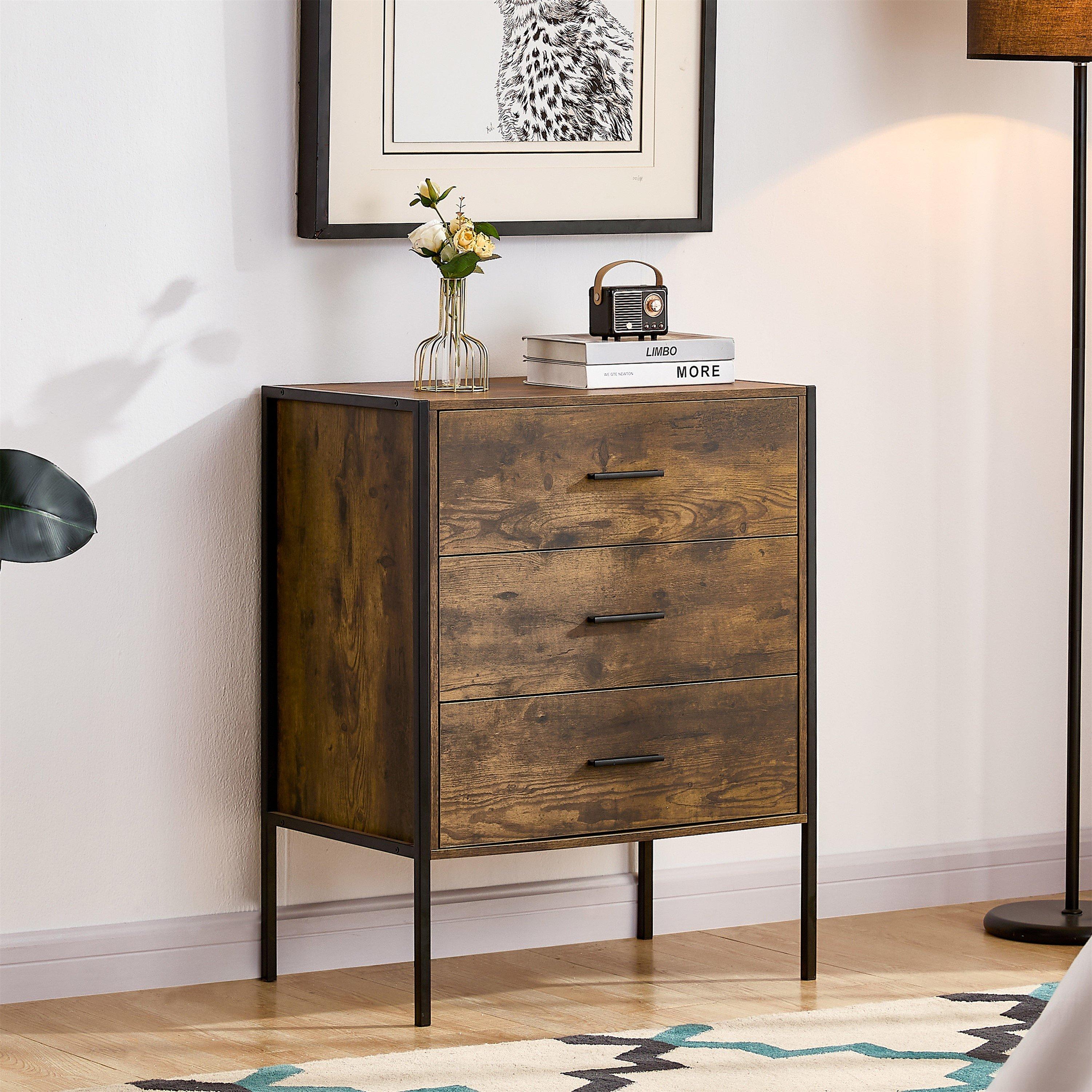 Lassic  Vida Designs Brooklyn 3 Drawer Chest - Dark Wood - 3 Drawer