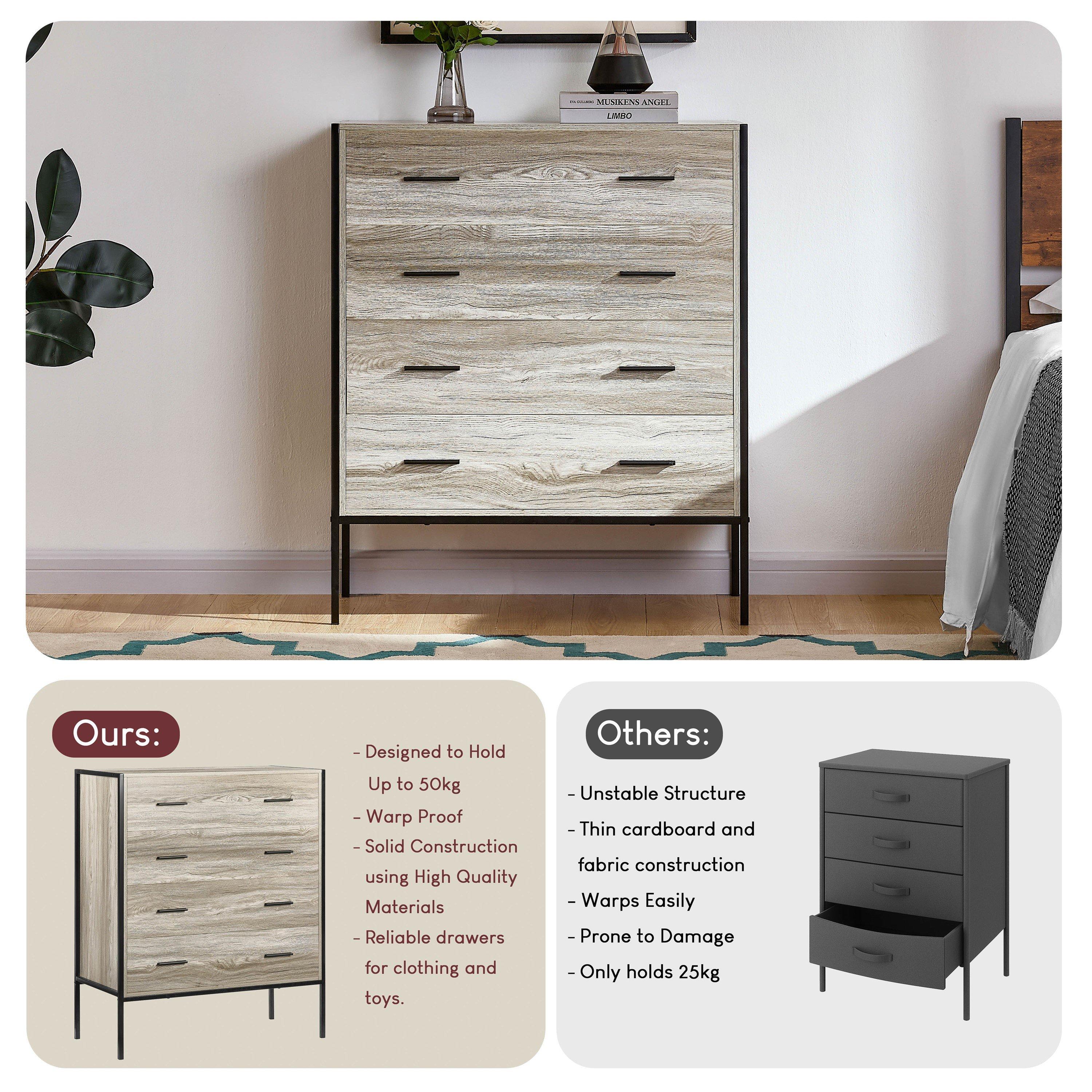 Grey - Lassic - Vida Designs Brooklyn 4 Drawer Chest - 6
