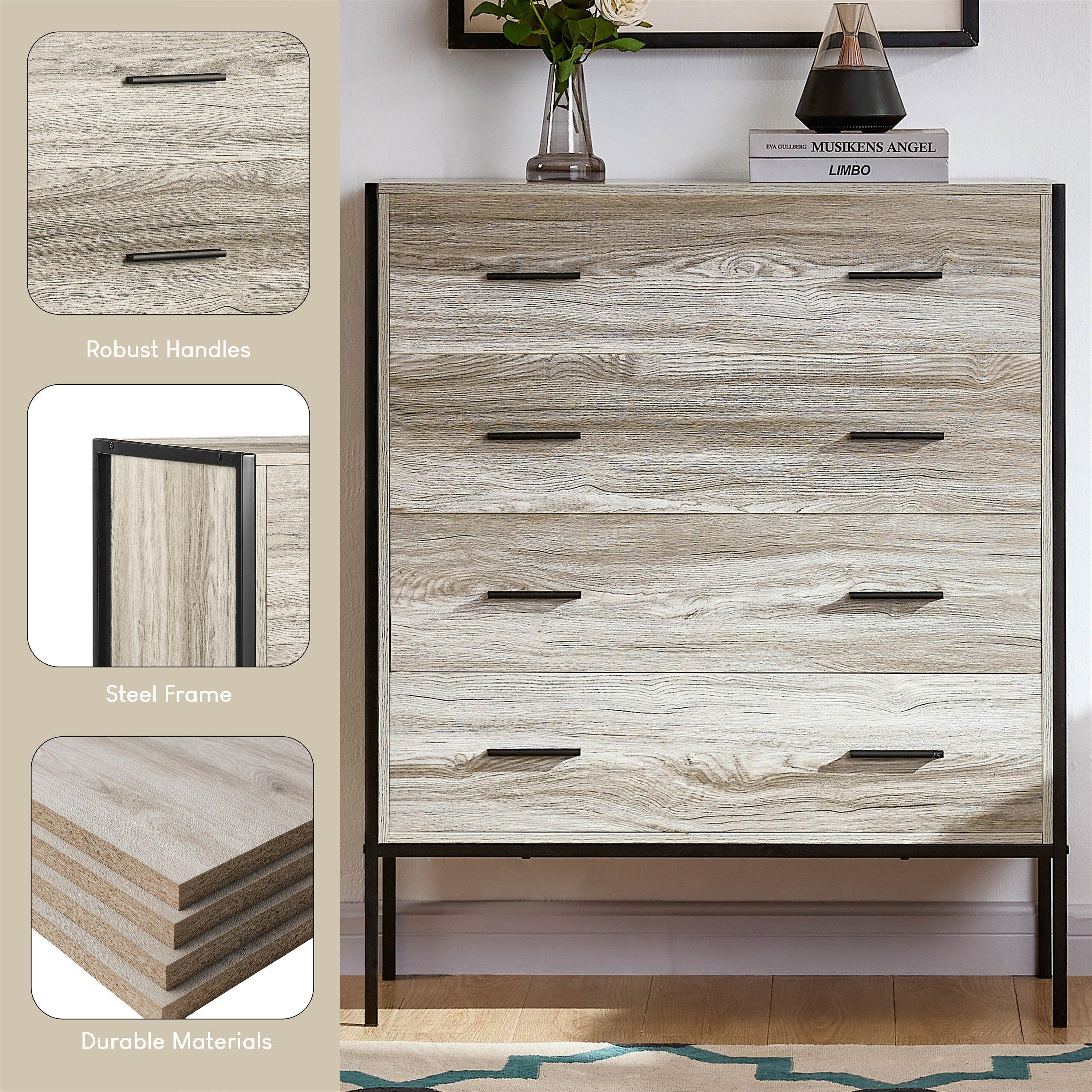 Grey - Lassic - Vida Designs Brooklyn 4 Drawer Chest - 7