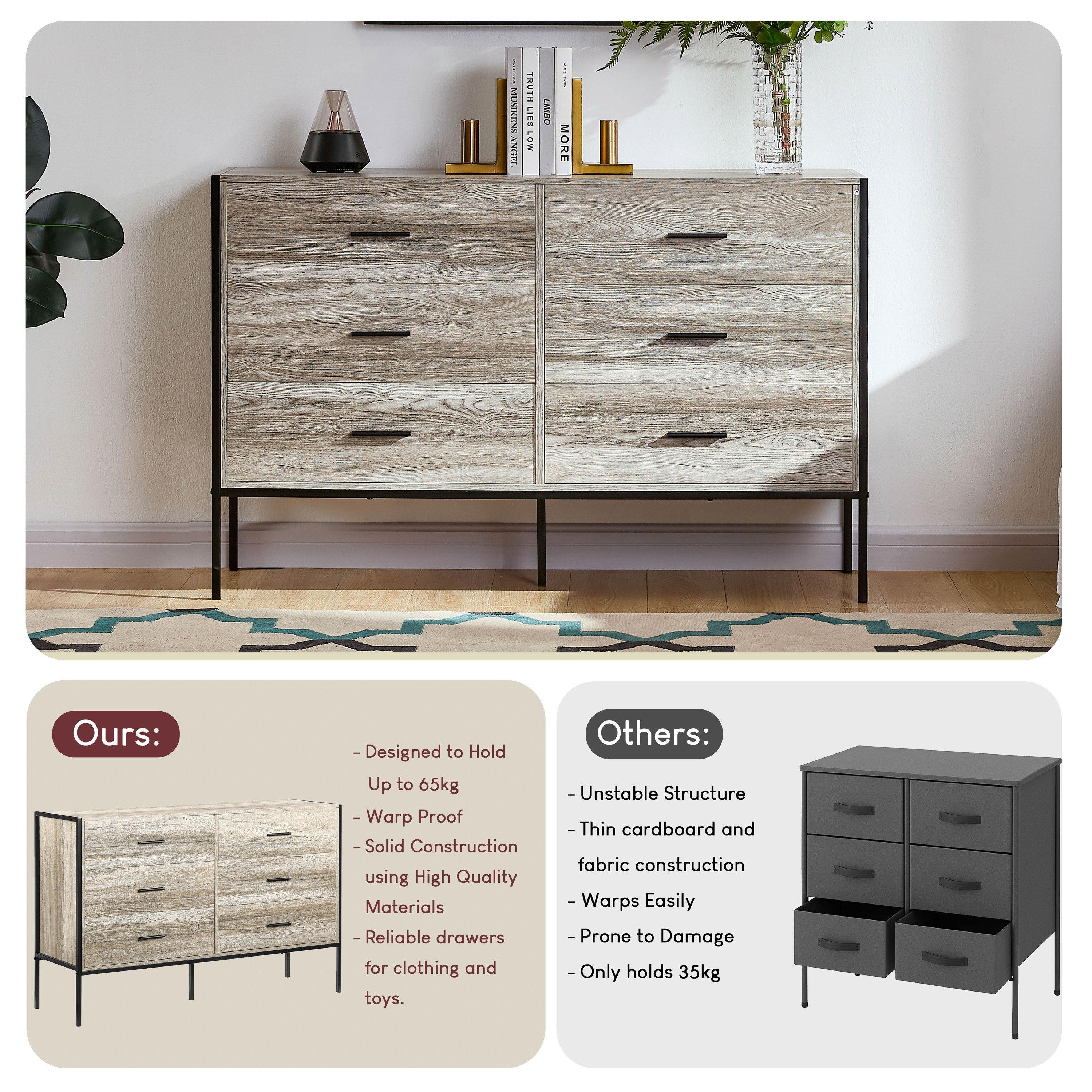 Grey - Lassic - Vida Designs Brooklyn 6 Drawer Chest - 5