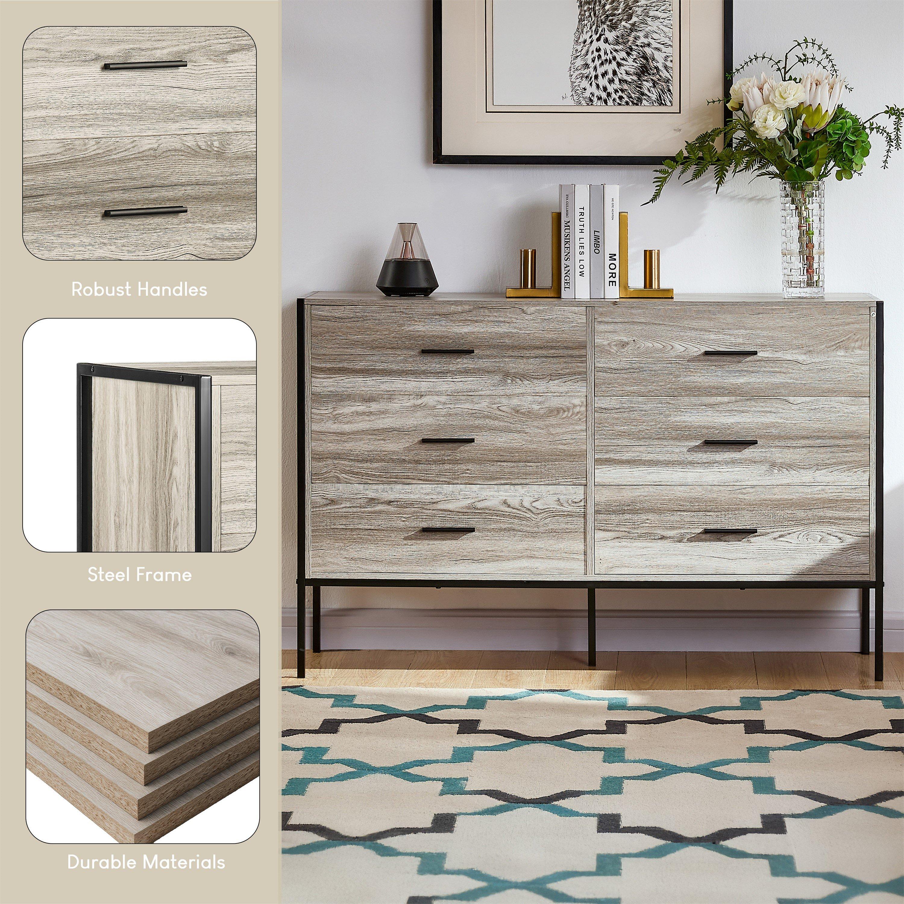 Grey - Lassic - Vida Designs Brooklyn 6 Drawer Chest - 6